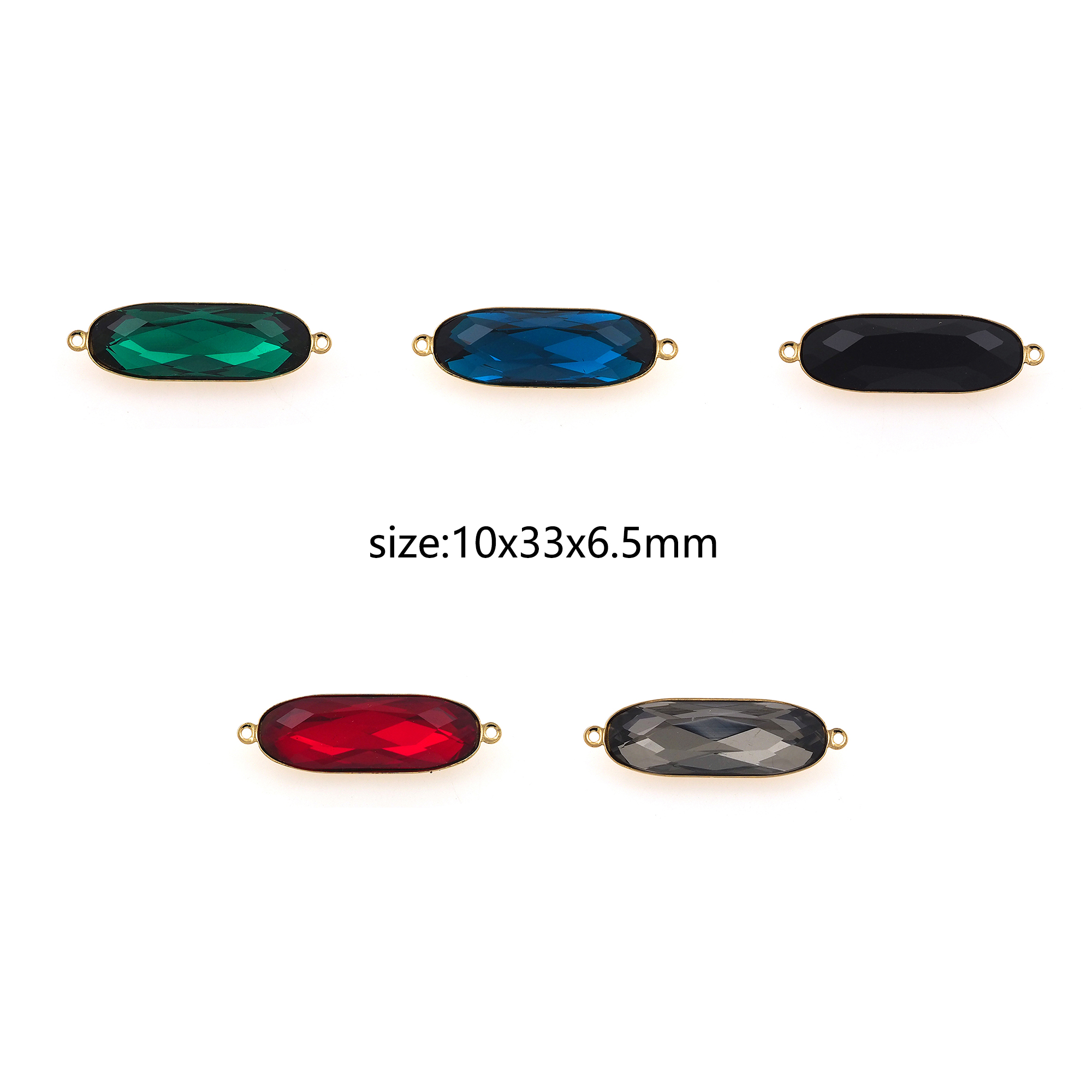 18K Gold Filled Oval Connector,Crystal Oval Charm Necklace Bracelet for DIY Jewelry Making Supply