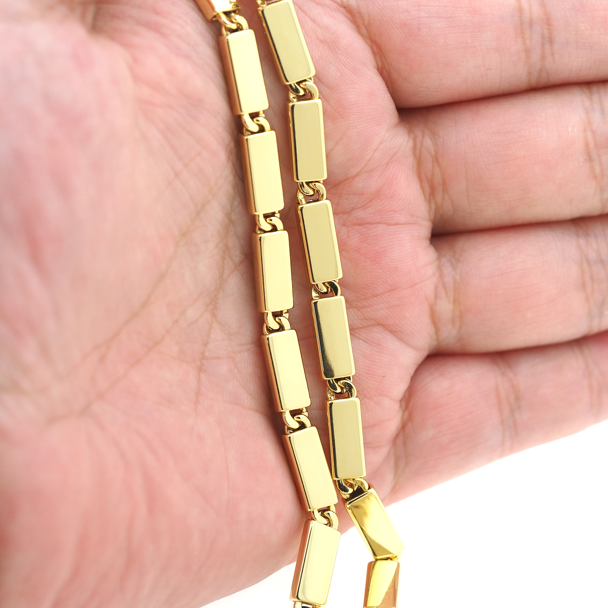 18K Gold Filled Rectangle Chain Necklace,Dainty Thin Link Chain,Gold Rectangle Chain Necklace for Women DIY Jewelry Making Supply