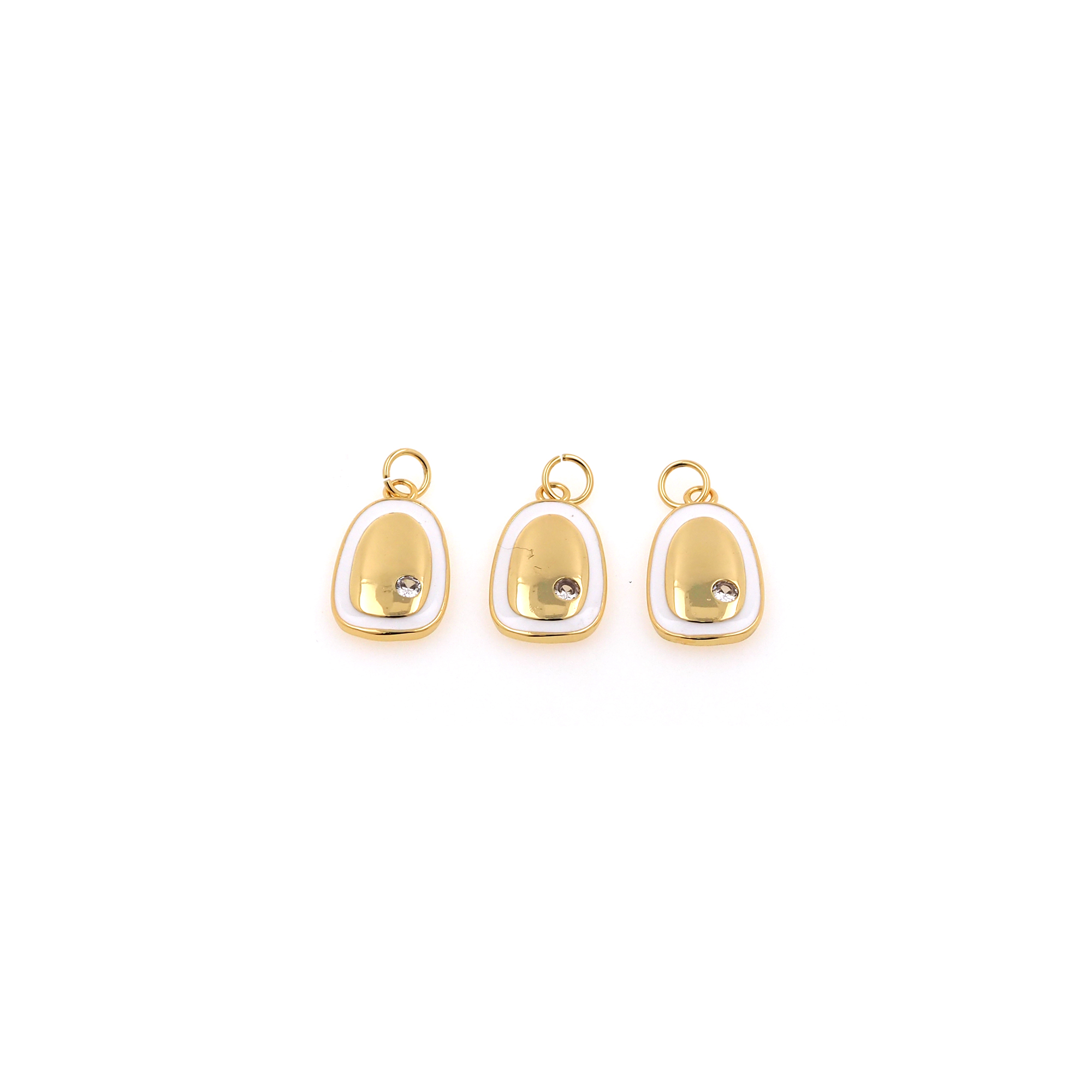 18K Gold Filled Oval Pendant,Enamel Oval Charm Earrings Necklace for DIY Jewelry Making Supply