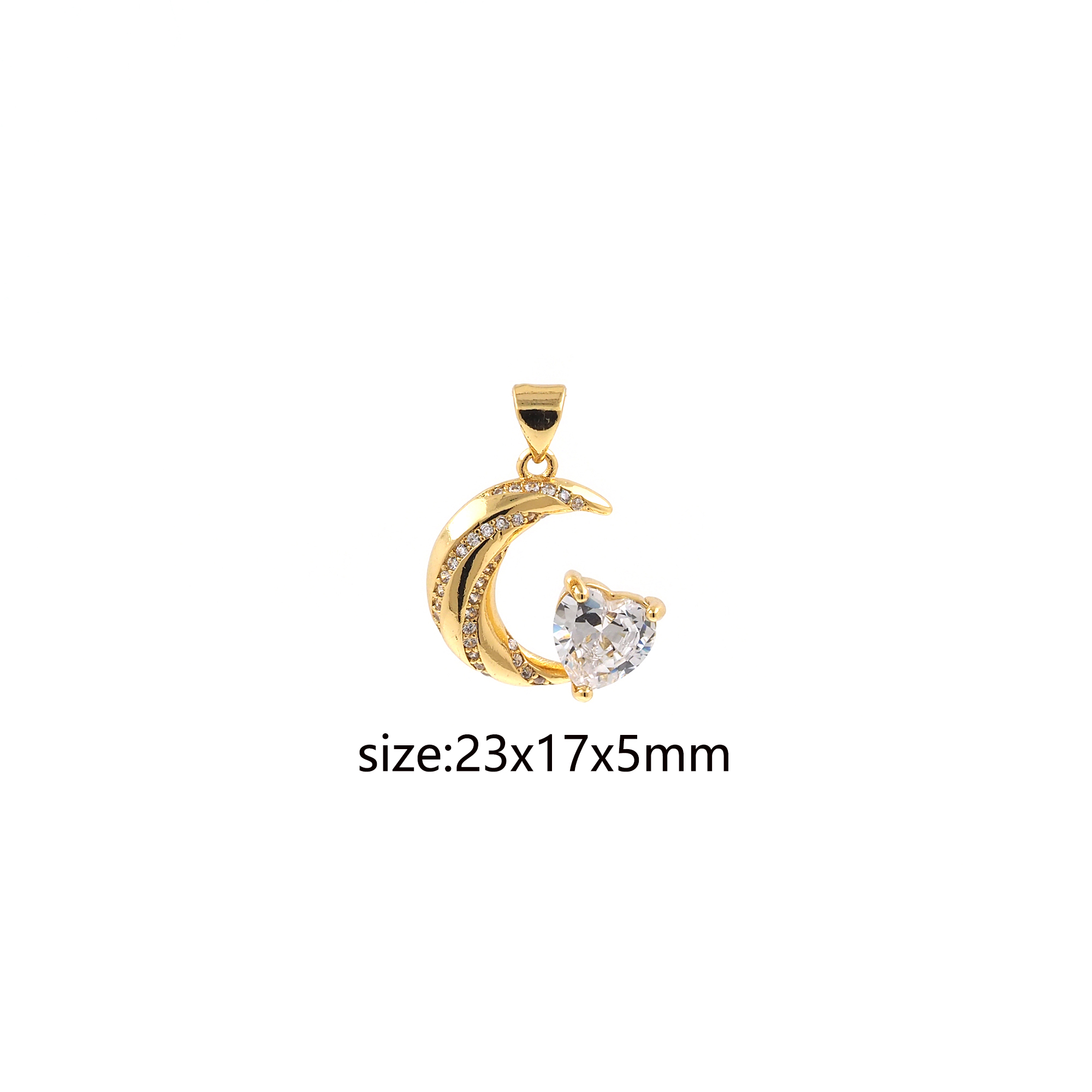 CZ Micro Pave Celestial Pendant,18K Gold Filled Moon Charm Earrings Necklace for DIY Jewelry Making Supply