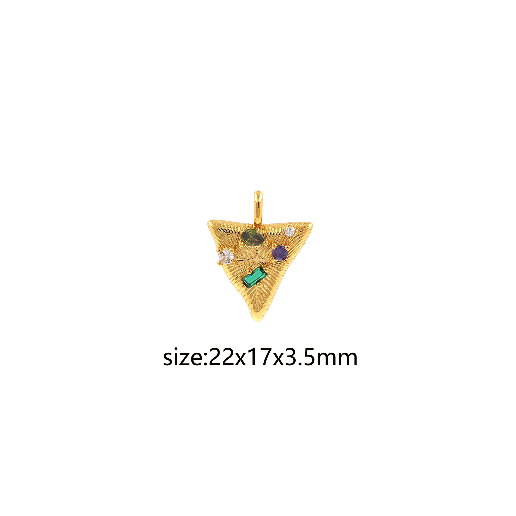 18K Gold Filled Triangle Pendant,CZ Micro Pave Triangle Charm Earrings Necklace for DIY Jewelry Making Supply