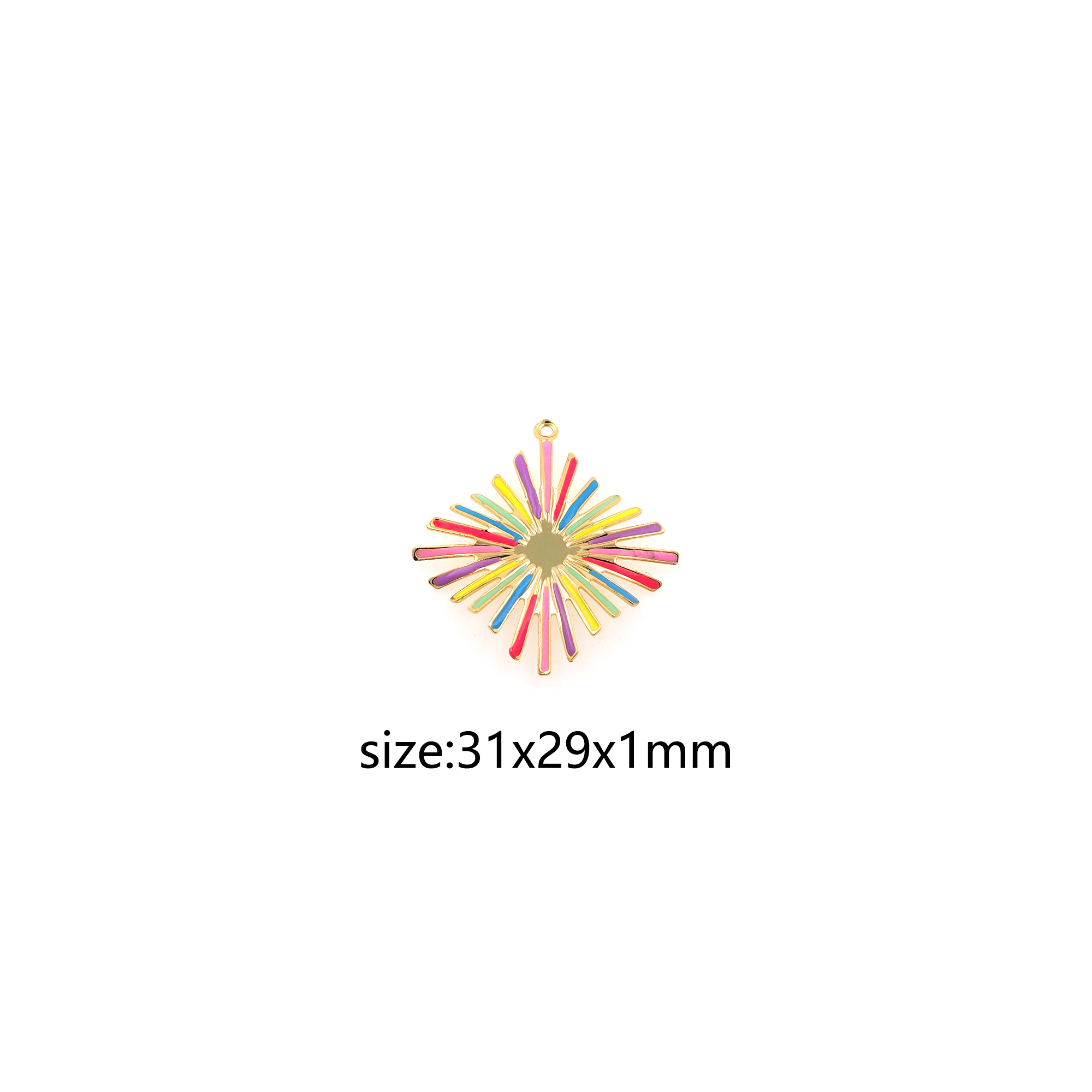 18K Gold Filled Square Pendant,Enamel Square Charm Earrings Necklace for DIY Jewelry Making Supply