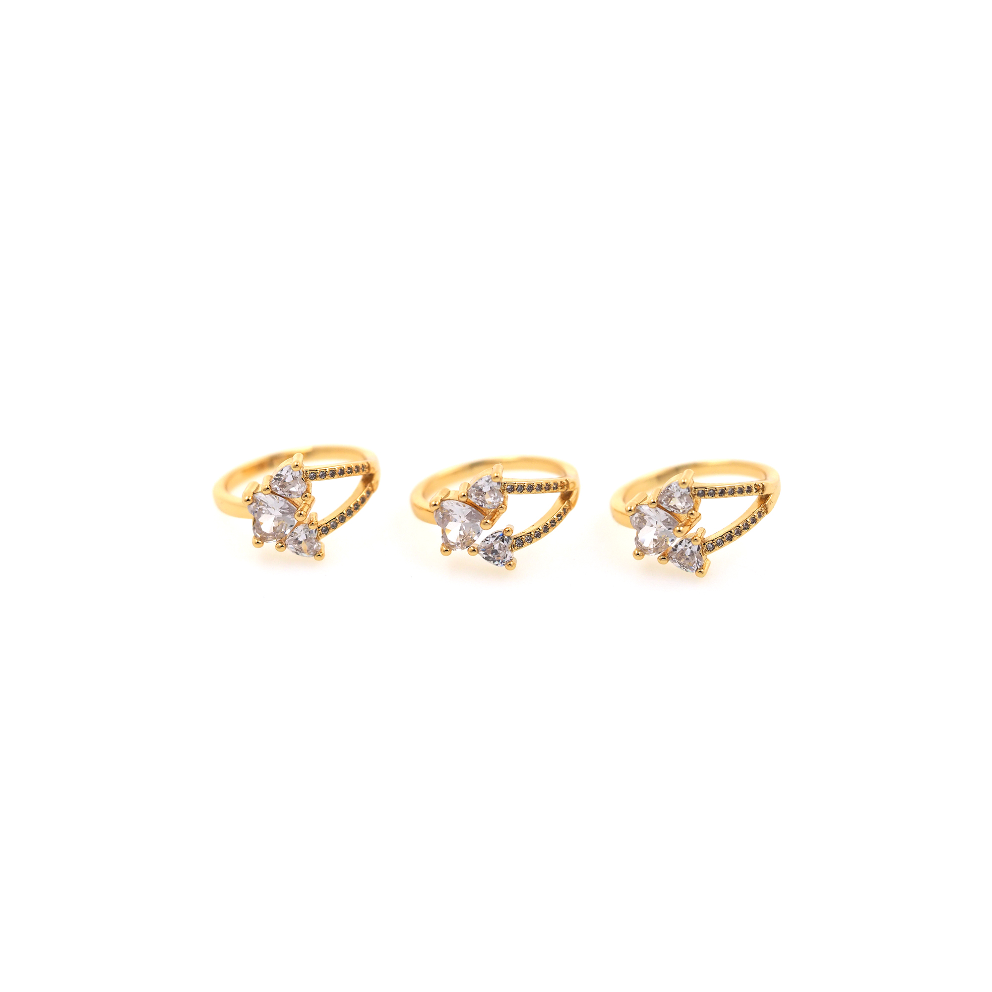 18K Gold Filled Heart Rings,CZ Rings,Adjustable Ring,Minimalist Ring,Open Ring