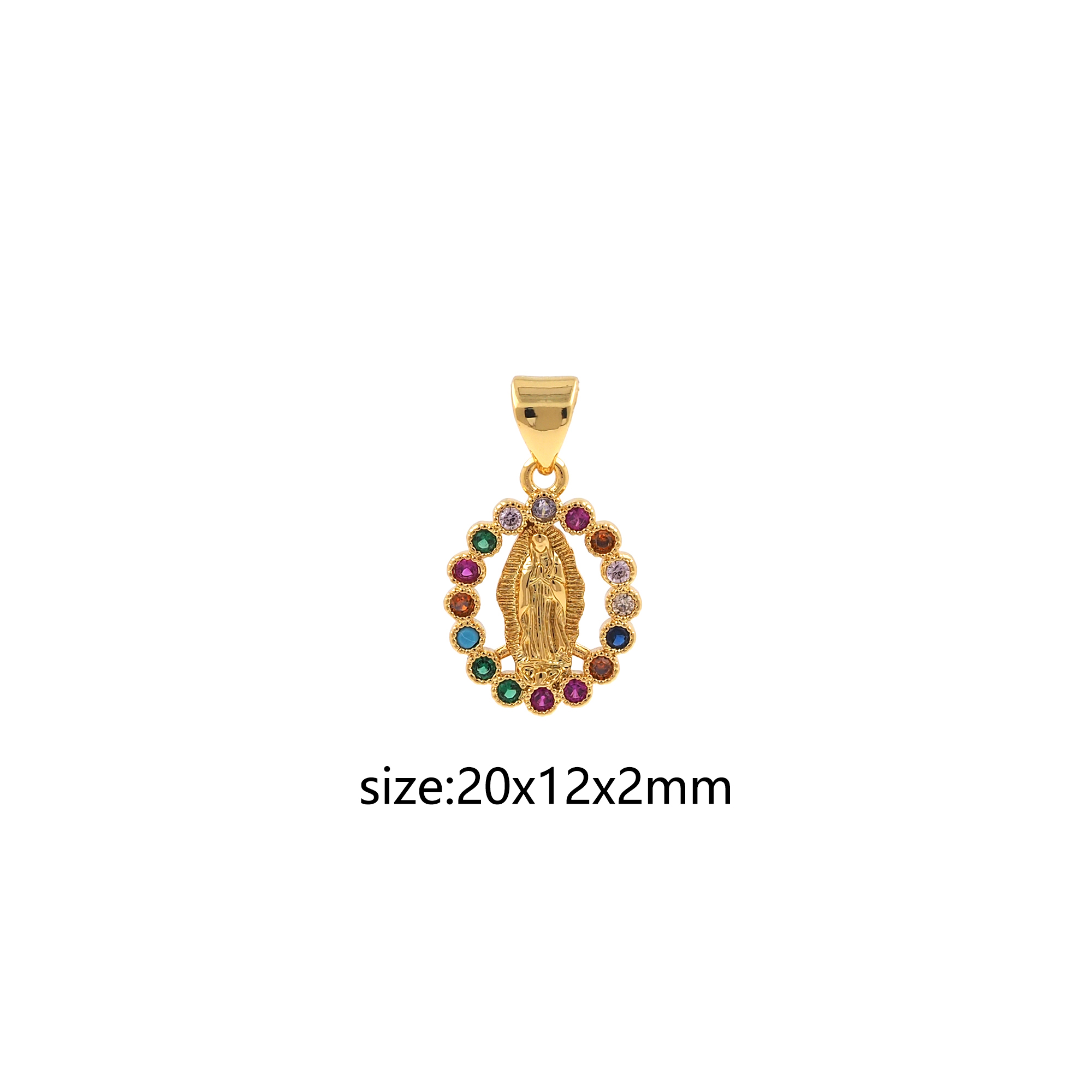 18K Gold Filled Virgin Mary Pendant,CZ Micro Pave Religious Chamr Earrings Necklace for DIY Jewelry Making Supply
