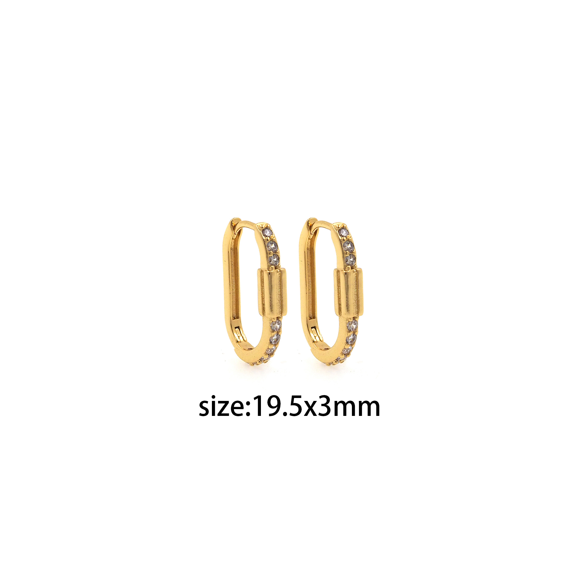18K Gold Filled U Shaped Hoops Earrings,Zirconia Hoops,Gold Huggies Hoop Earrings,Minimalist Earrings