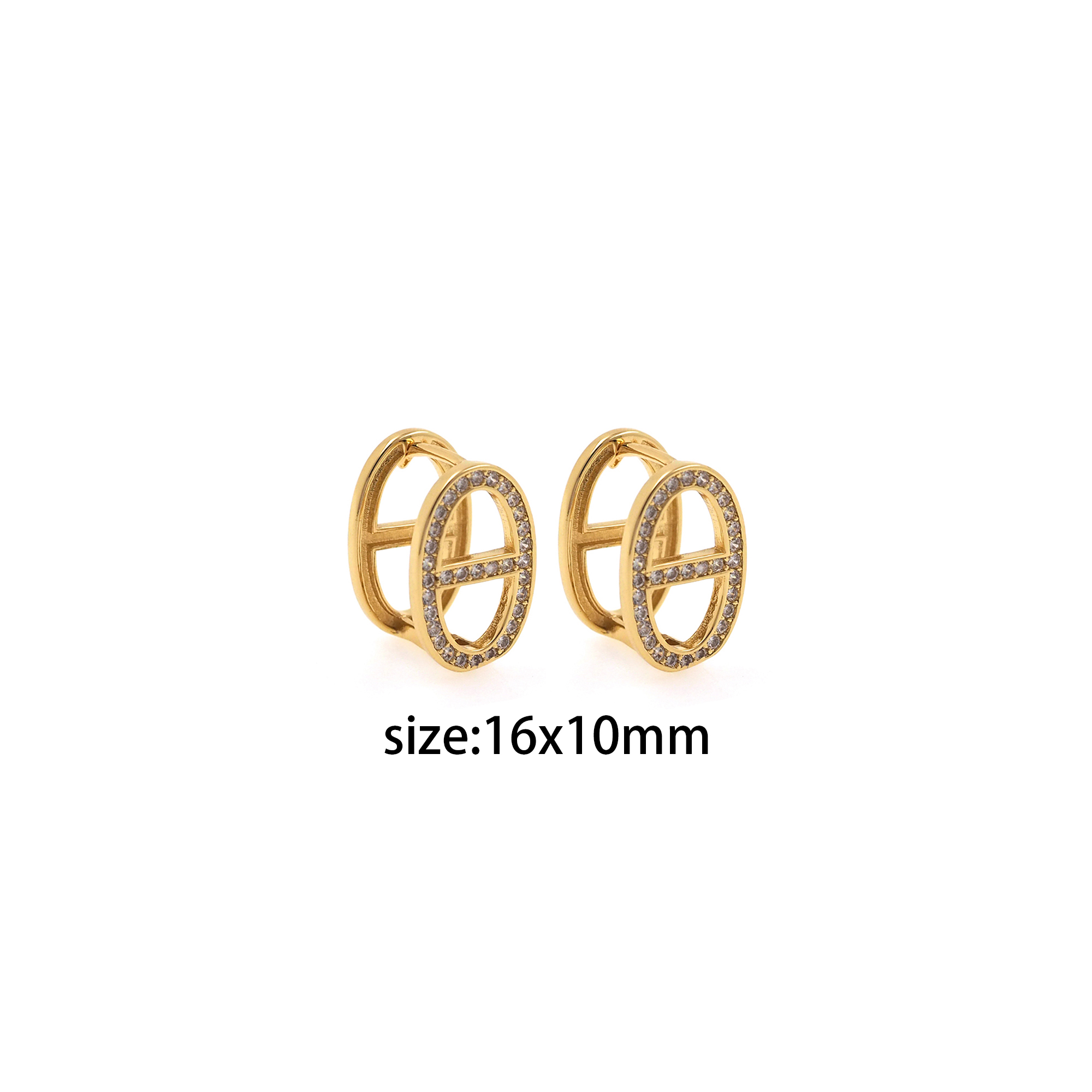 18K Gold Filled Oval Hoop Earrings,Dainty Zirconia Earrings,Gold Hoops,Dainty CZ Hoops Huggie
