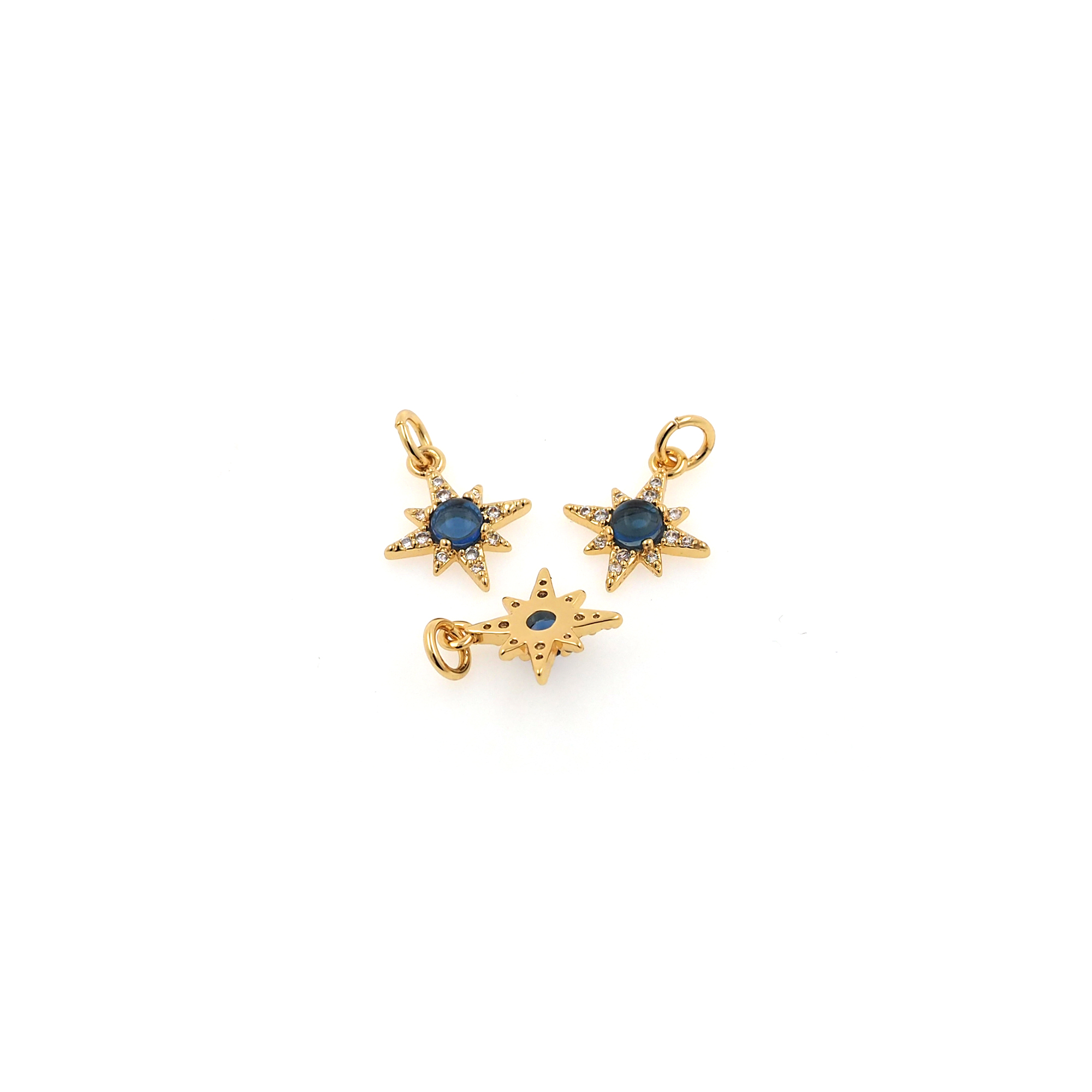 18K Gold Filled North Star Pendant,CZ Micro Pave Celestial Charm Earrings Necklace for DIY Jewelry Making Supply