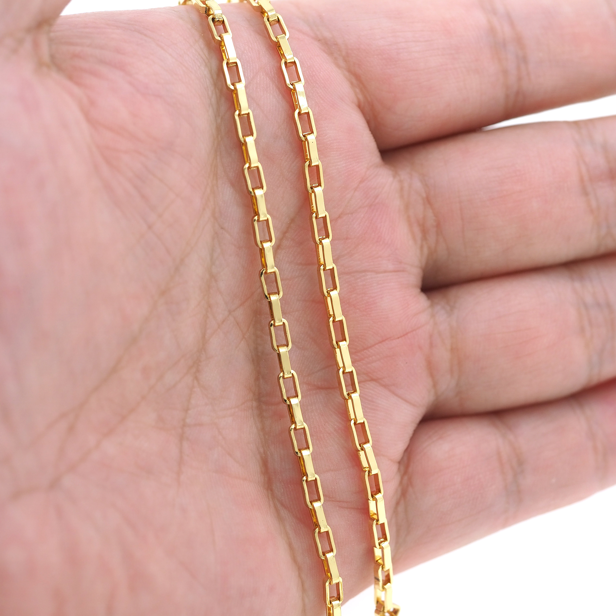 18K Gold Filled Rectangle Chain Necklace,Dainty Thin Link Chain,Gold Rectangle Chain Necklace for Women DIY Jewelry Making Supply