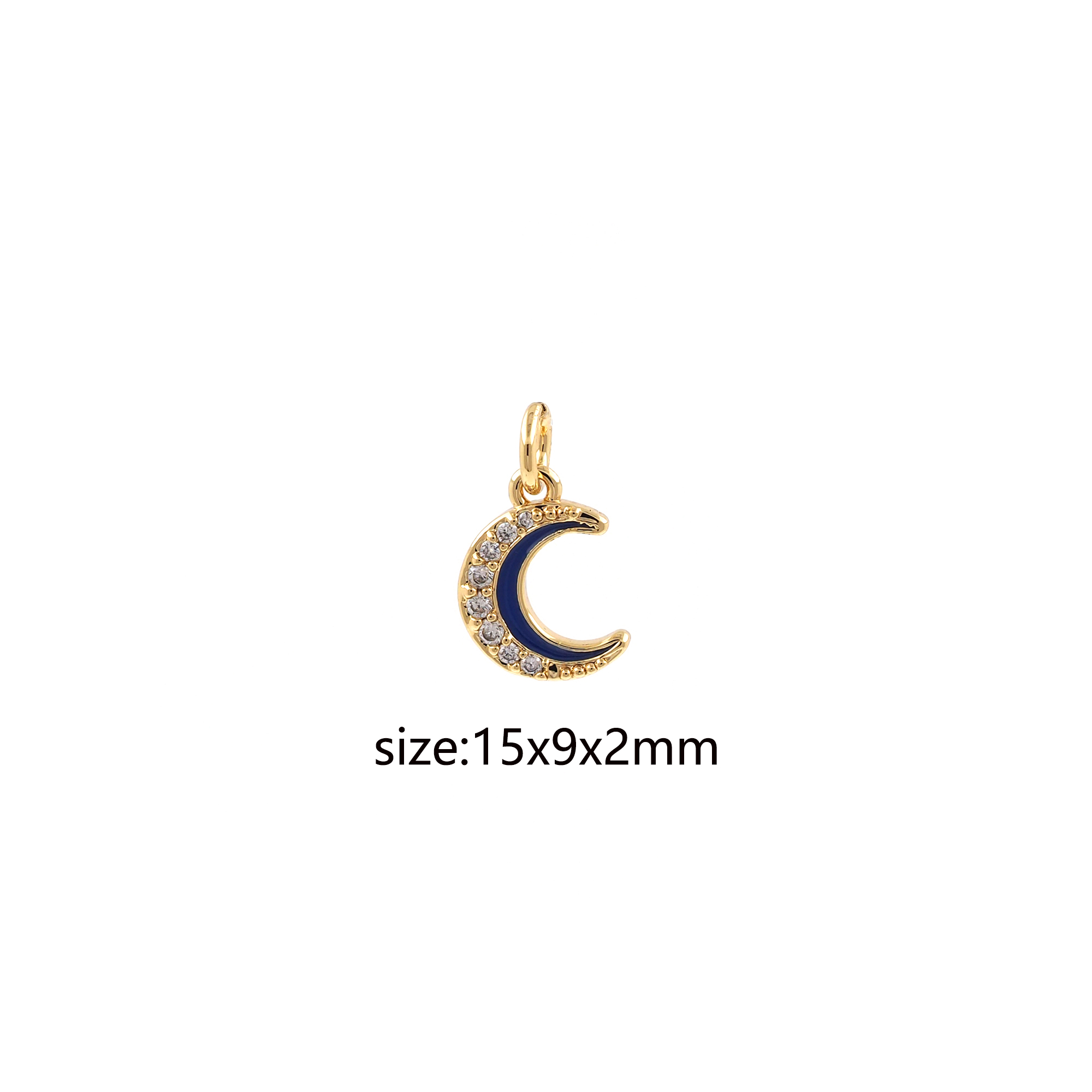 CZ Micro Pave Moon Pendant,18K Gold Filled Moon Charm Earrings Necklace for DIY Jewelry Making Supply