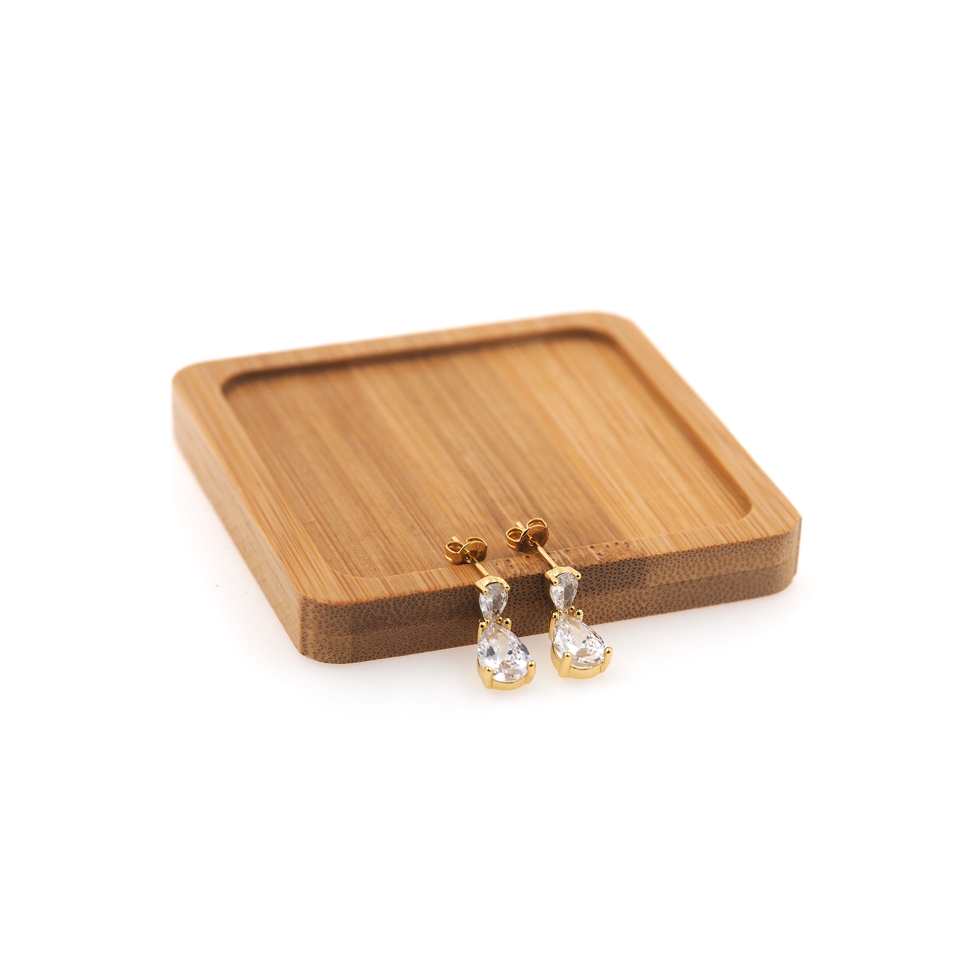 18K Gold Filled Teardrop Stud Earrings,Zirconia Earrings,Dangle Stud,Dainty Earrings,Minimalist Earring,Gift for Wife