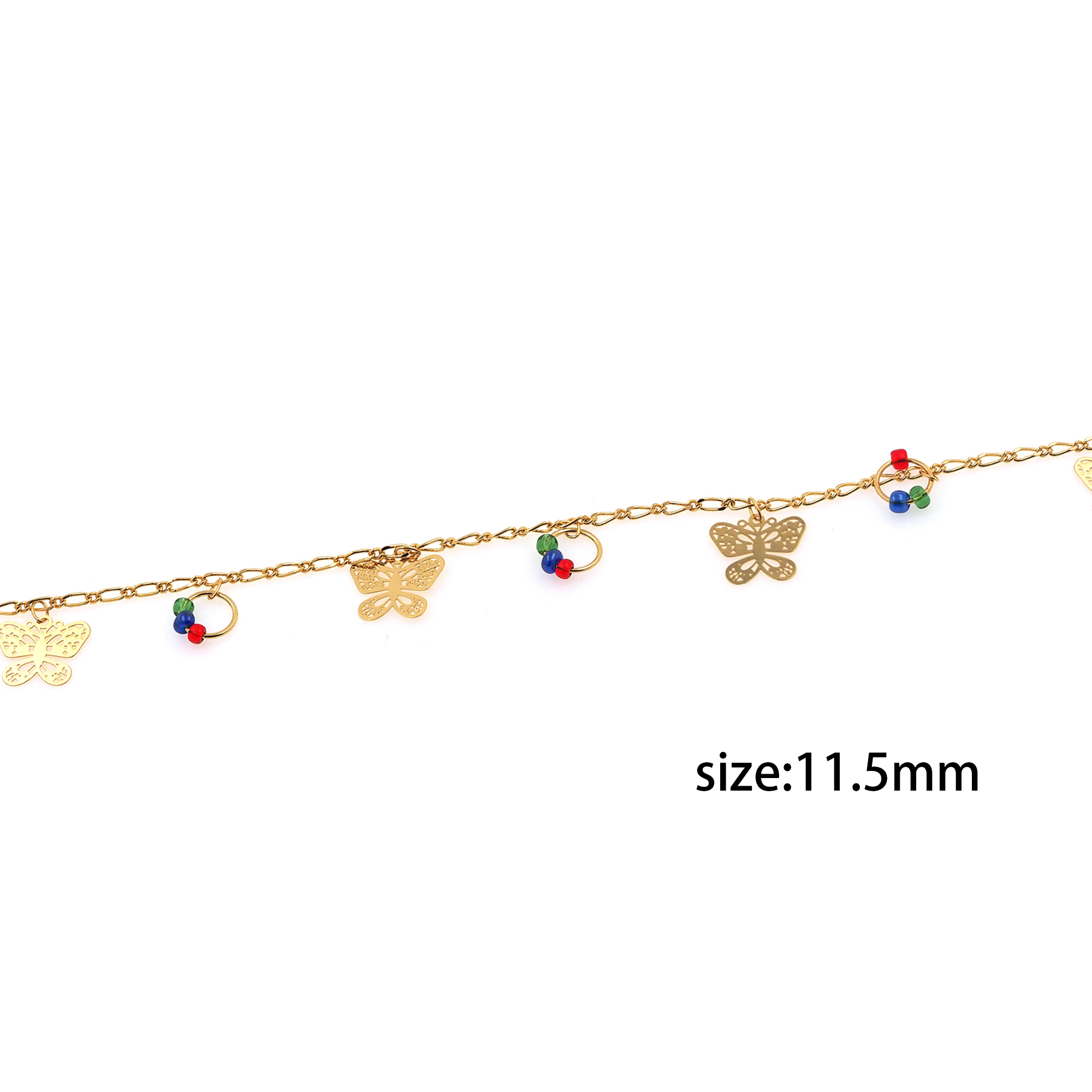 18K Gold Filled Butterfly Chain Necklace,Beaded Chain,Dainty Thin Link Chain,Gold Cable Chain Necklace for Women DIY Jewelry Making Supply