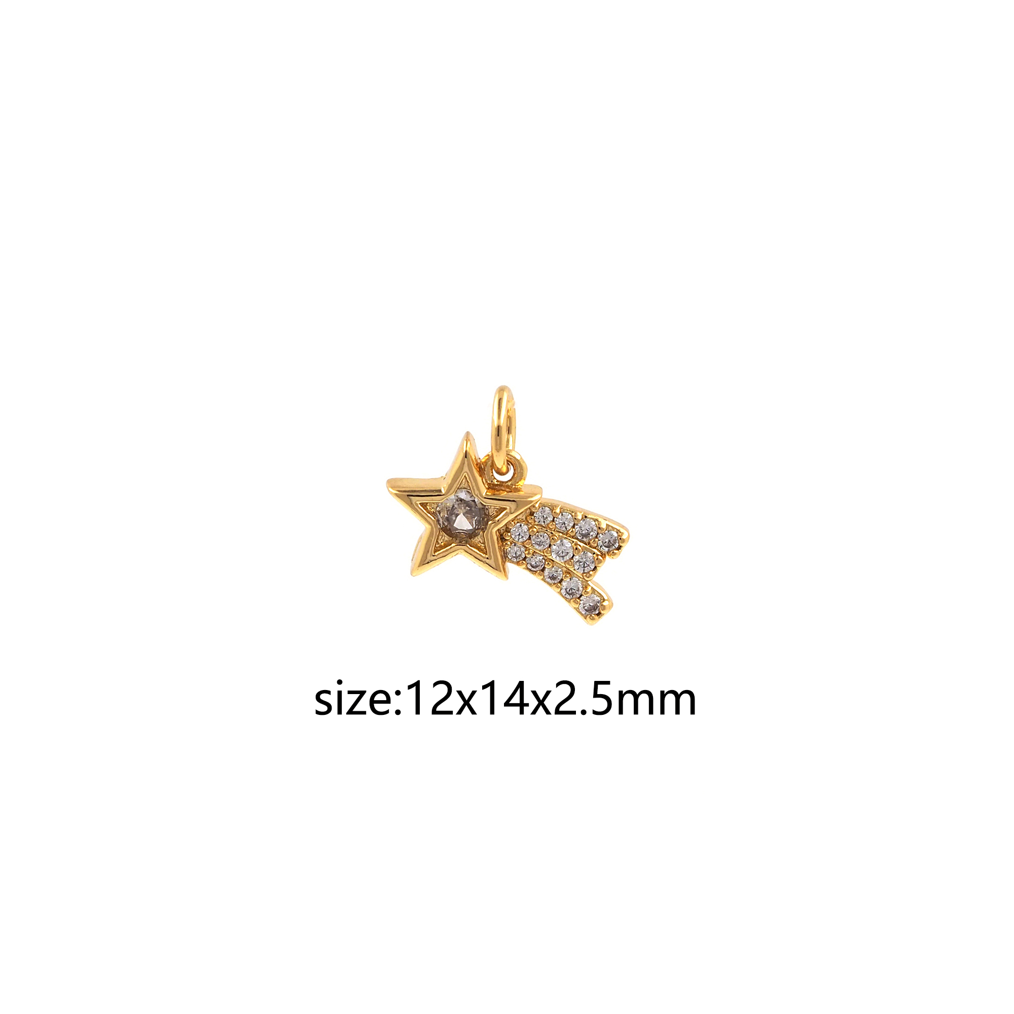 18K Gold Filled Star Pendant,CZ Micro Pave Lucky Star Charm Earrings Necklace for DIY Jewelry Making Supply