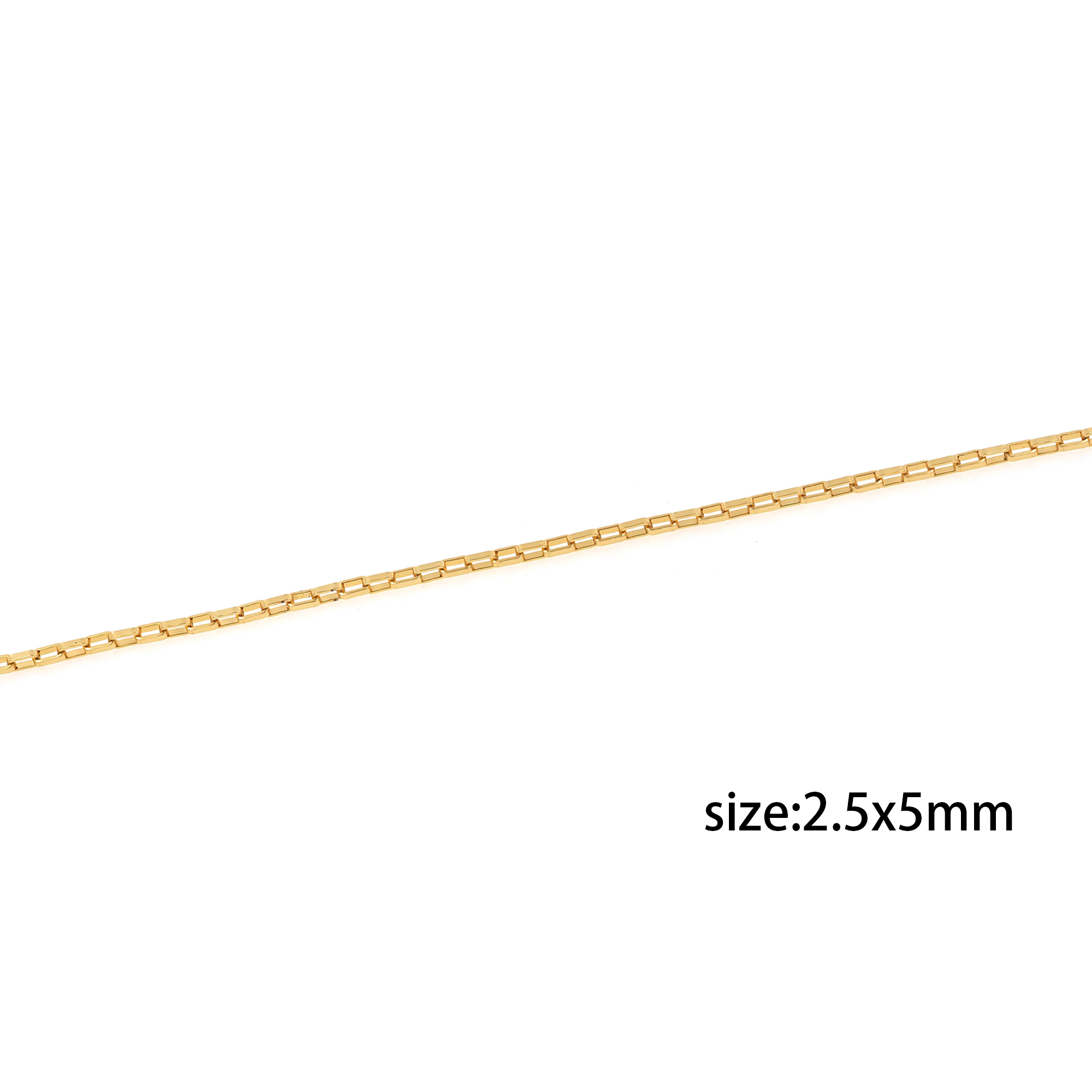18K Gold Filled Rectangle Chain Necklace,Dainty Thin Link Chain,Gold Rectangle Chain Necklace for Women DIY Jewelry Making Supply