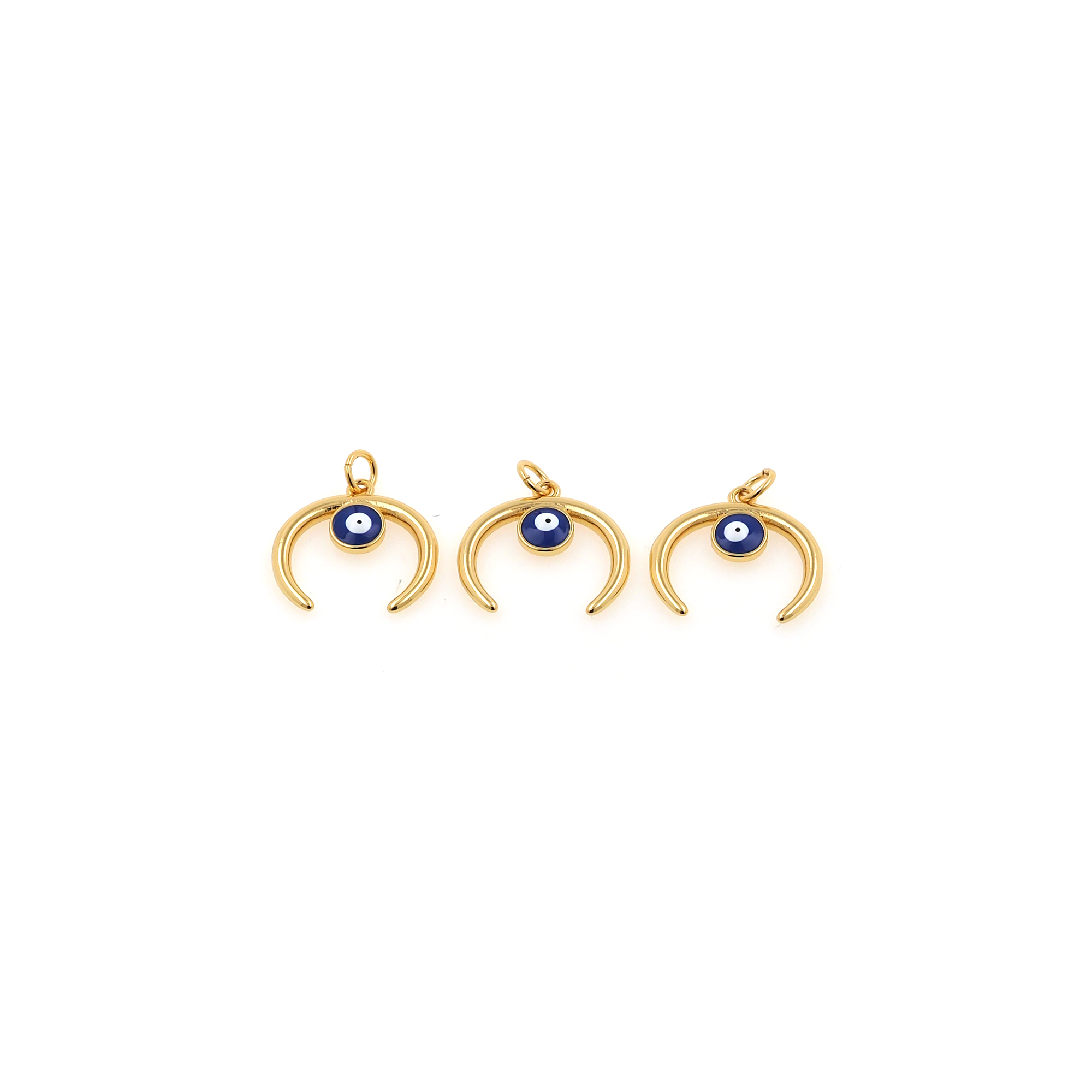 18K Gold Filled Evil Eye Pendant,Enamel Evil Eye Charm Earrings Necklace for DIY Jewelry Making Supply