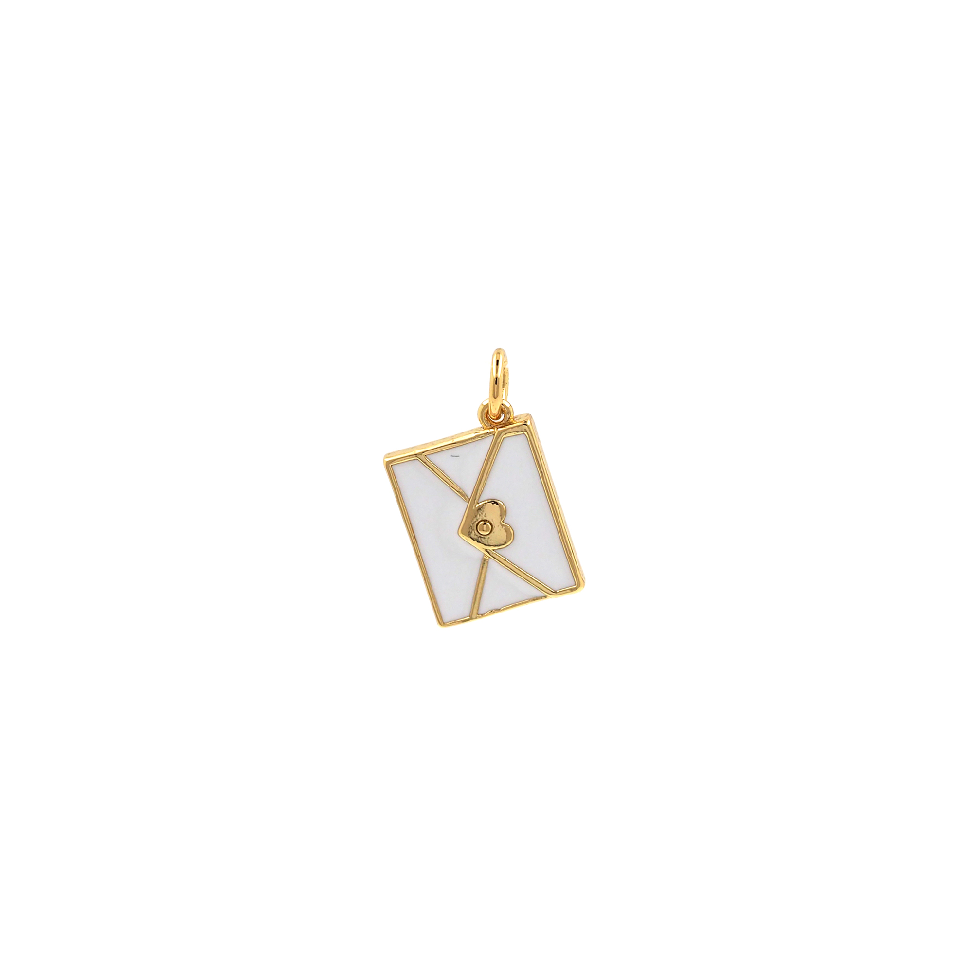 18K Gold Filled Envelope Pendant,Enamel Envelope Charm Earrings Necklace for DIY Jewelry Making Supply