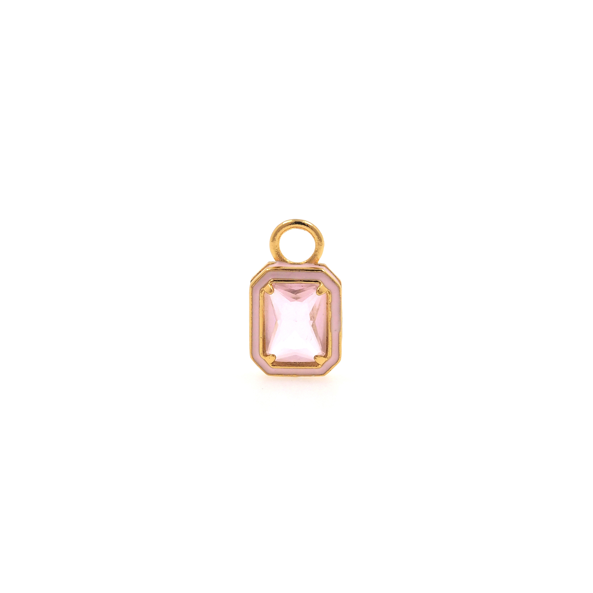 18K Gold Filled Rectangle Pendant,Crystal Rectangle Charm Earrings Necklace for DIY Jewelry Making Supply