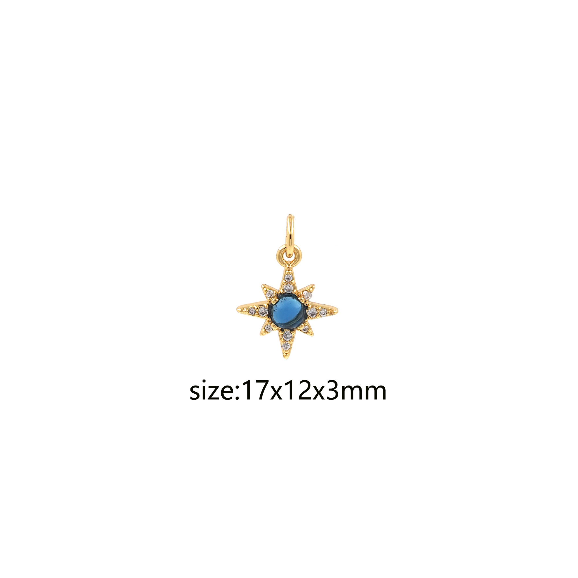 18K Gold Filled North Star Pendant,CZ Micro Pave Celestial Charm Earrings Necklace for DIY Jewelry Making Supply