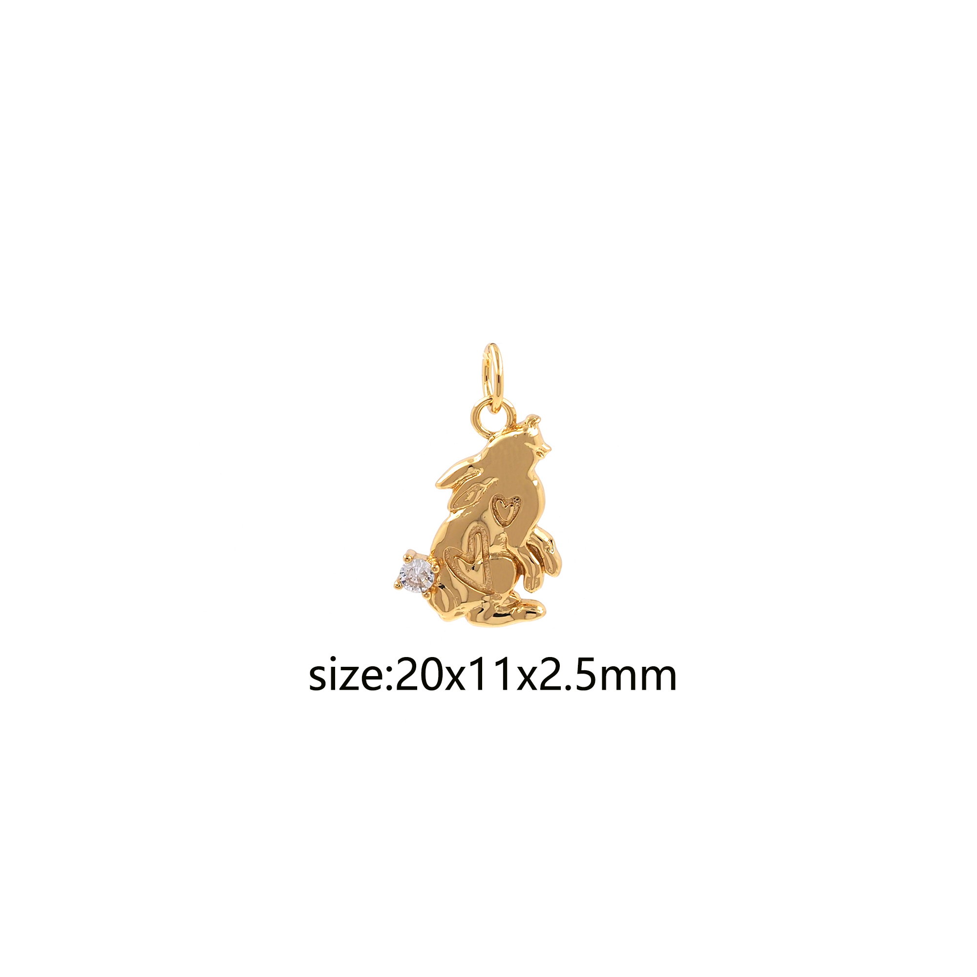 18K Gold Filled Rabbit Pendant,Animal Charm Earrings Necklace for DIY Jewelry Making Supply