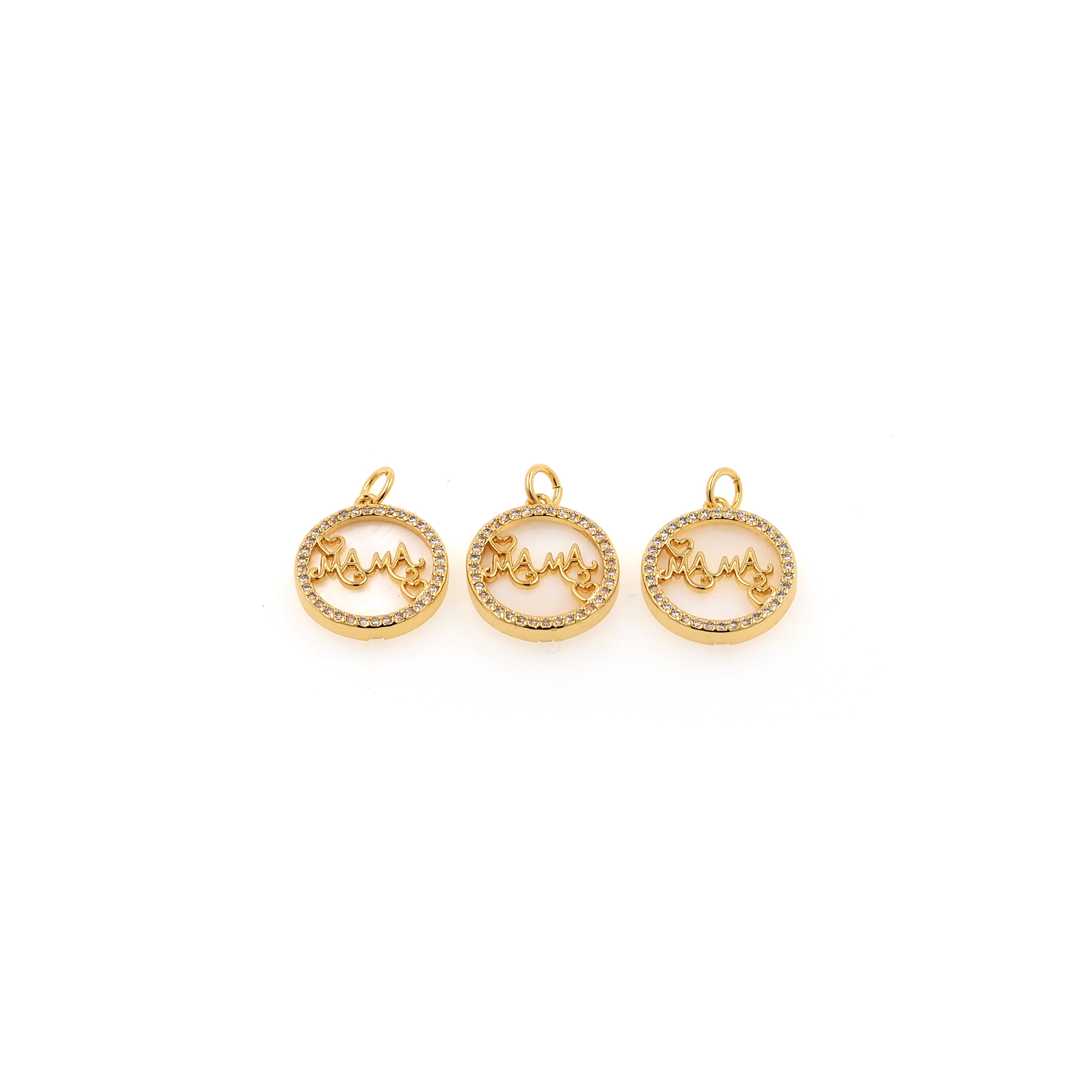 18K Gold Filled Mama Pendant,CZ Micro Pave Mama Charm Earrings Necklace for DIY Jewelry Making Supply
