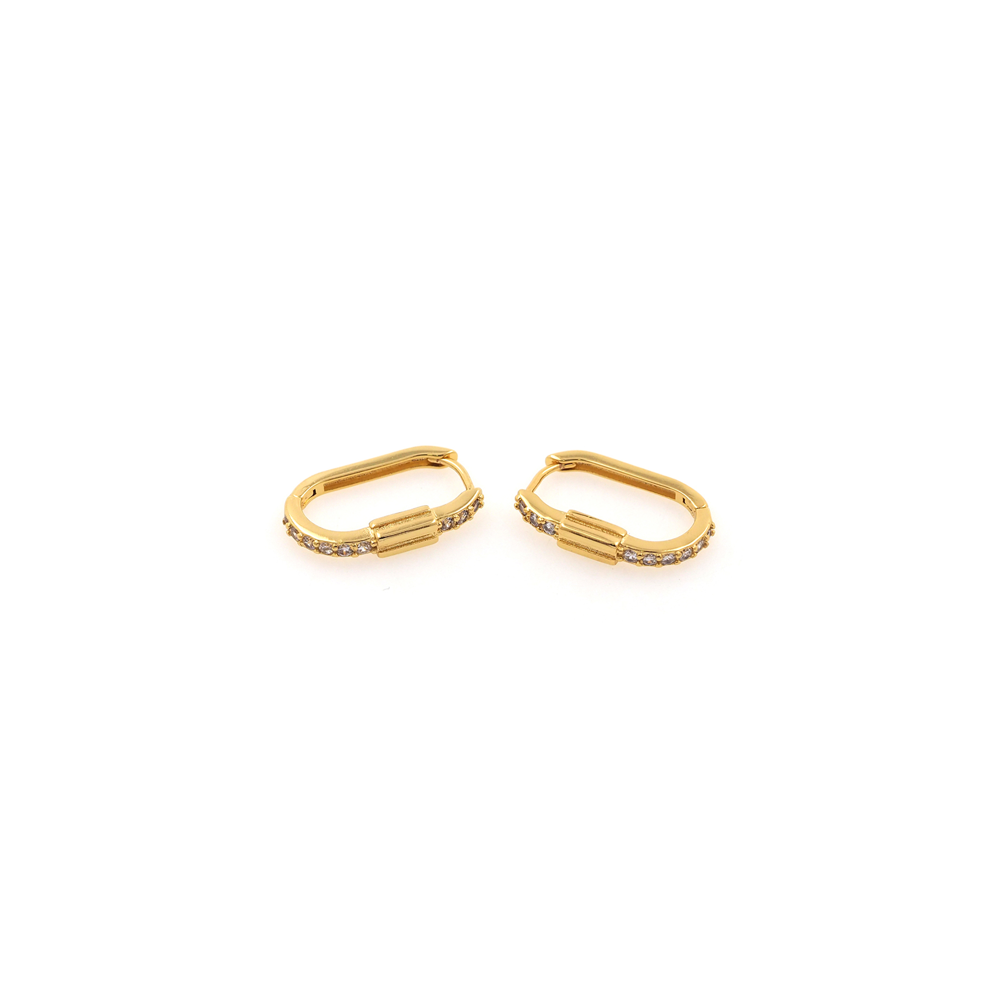 18K Gold Filled U Shaped Hoops Earrings,Zirconia Hoops,Gold Huggies Hoop Earrings,Minimalist Earrings