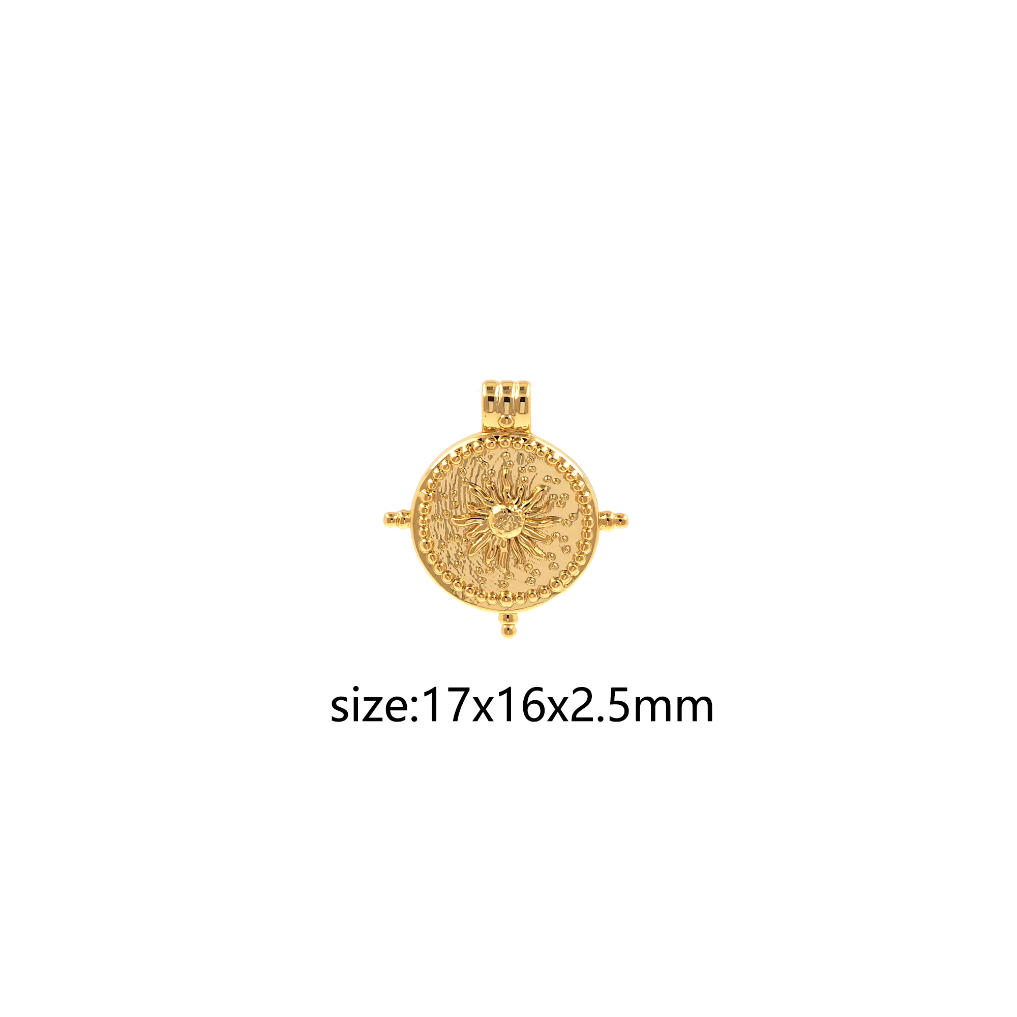 18K Gold Filled Sun Pendant,Celestial Charm Earrings Necklace for DIY Jewelry Making Supply