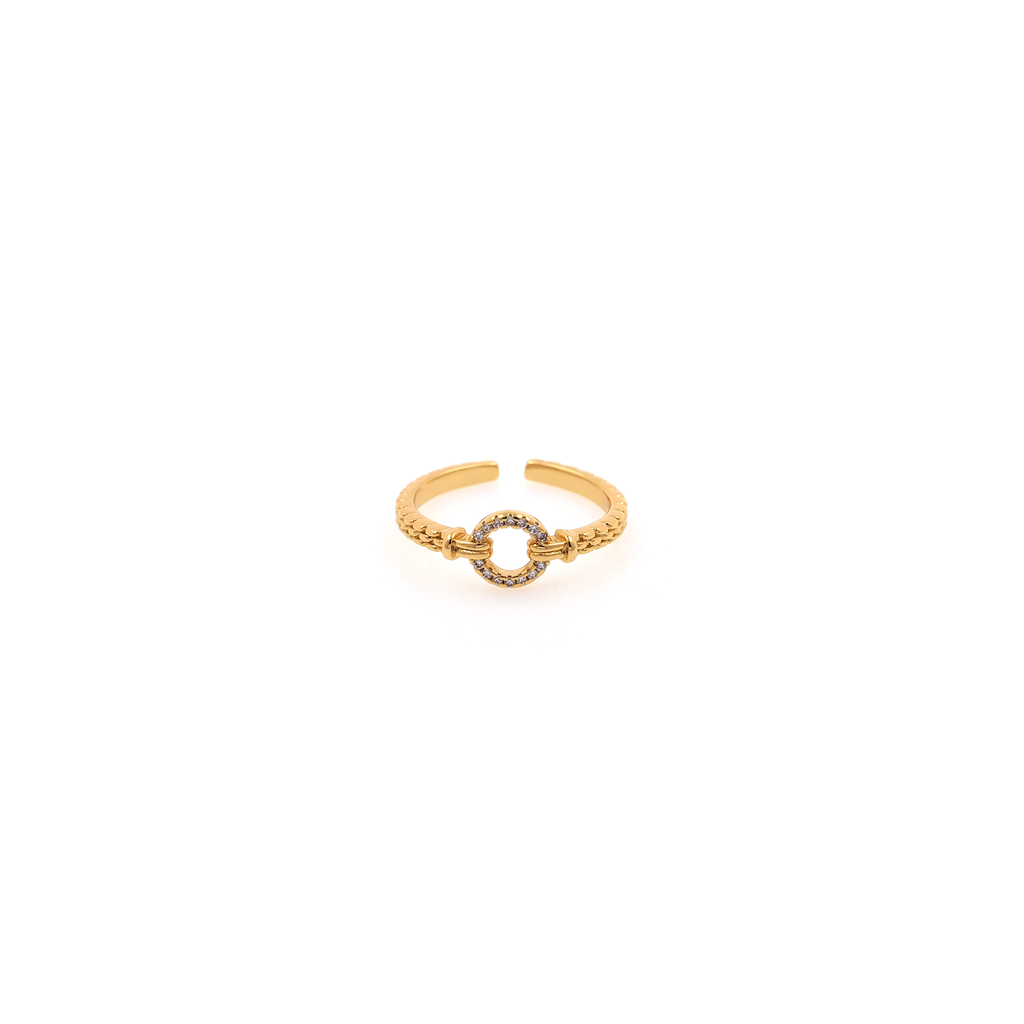 18K Gold Filled Round CZ Ring,Minimalist Ring,Dainty Zirconia Ring,Open Ring,Adjustable Ring