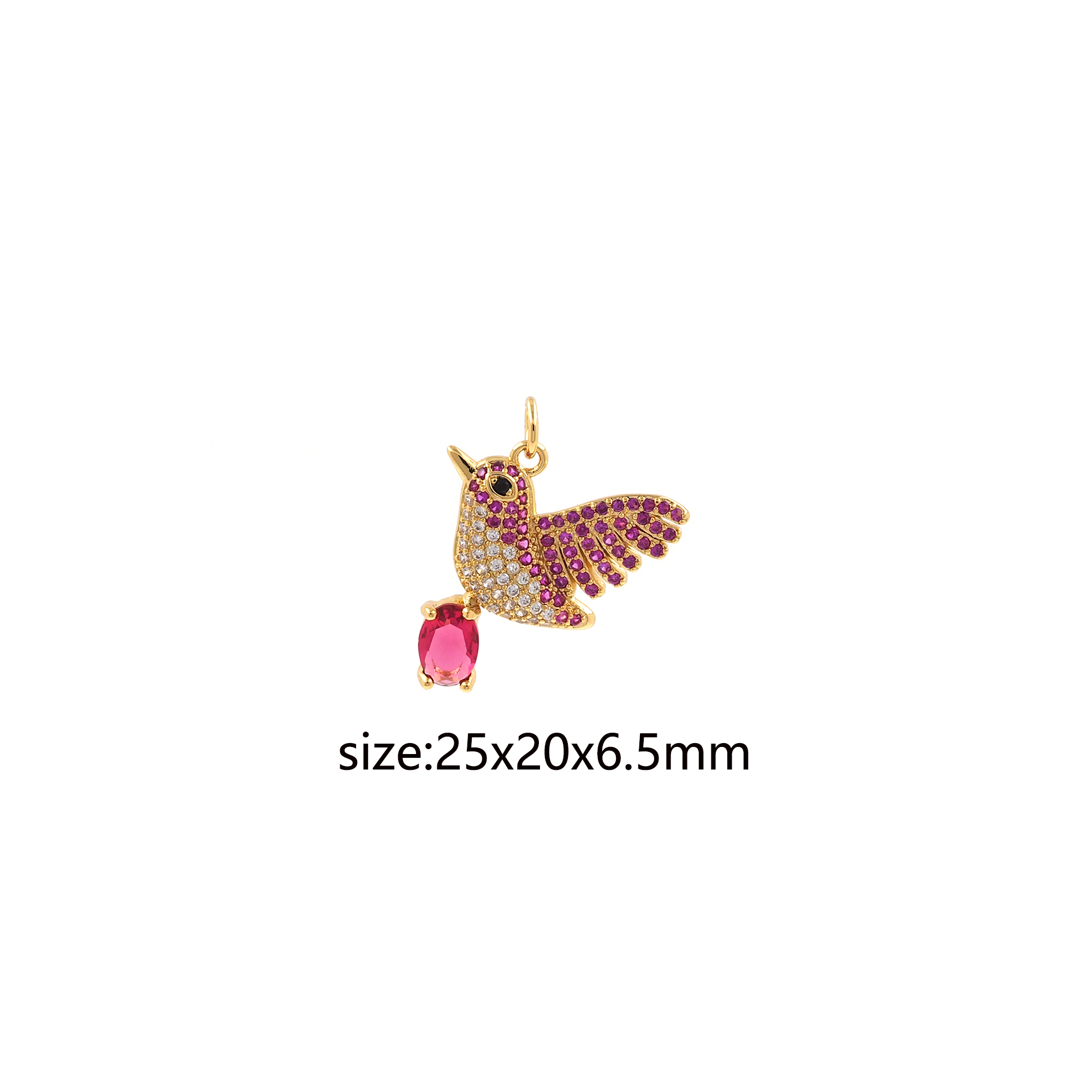 18K Gold Filled Bird Pendant,CZ Micro Pave Bird Charm Earrings Necklace for DIY Jewelry Making Supply