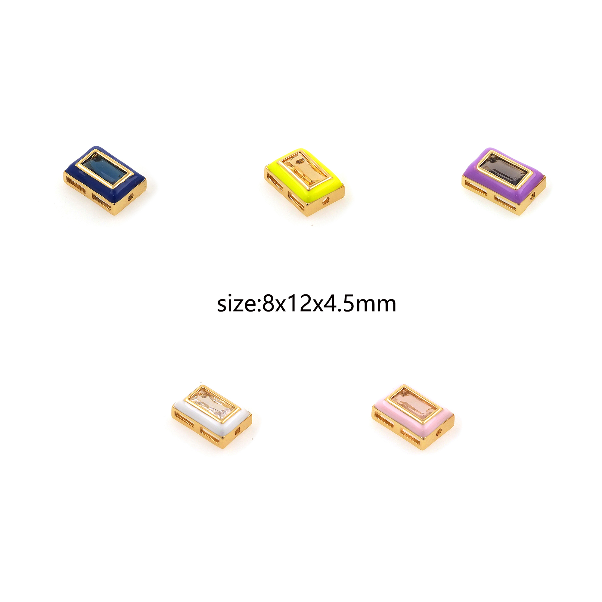 18K Gold Filled Rectangle Spacer Beads,CZ Micor Pave Rectangle Bead for Bracelet Jewelry Necklace Making Supply