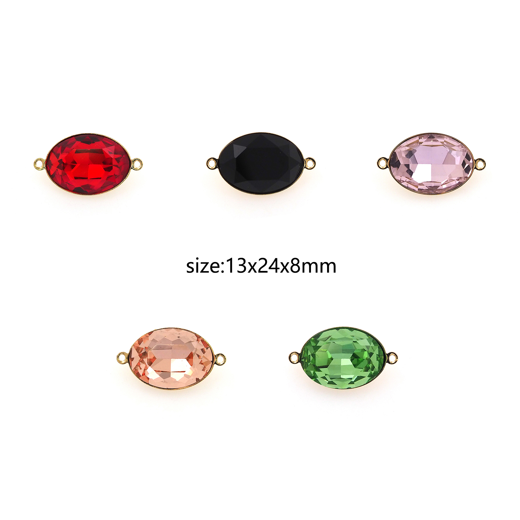 18K Gold Filled Oval Connector,Crystal Oval Charm Necklace Bracelet for DIY Jewelry Making Supply