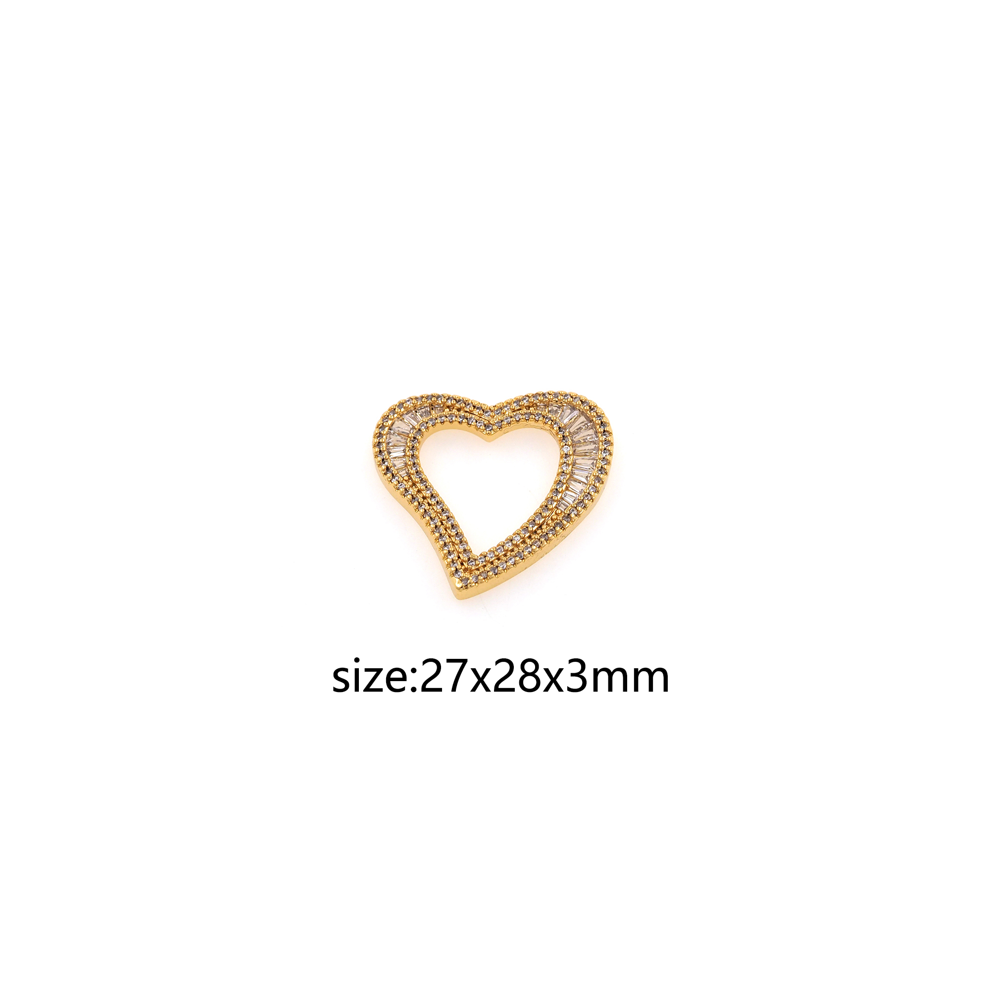 18K Gold Filled Heart Pendant,CZ Micro Pave Love Heart Charm Earrings Necklace for DIY Jewelry Making Supply