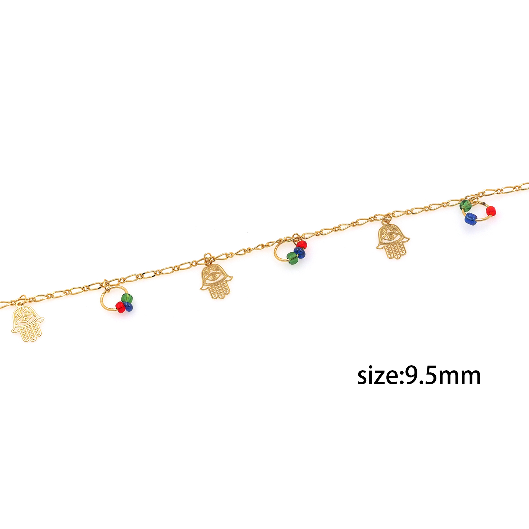 18K Gold Filled Hamsa Chain Necklace,Beaded Chain,Dainty Thin Link Chain,Gold Cable Chain Necklace for Women DIY Jewelry Making Supply