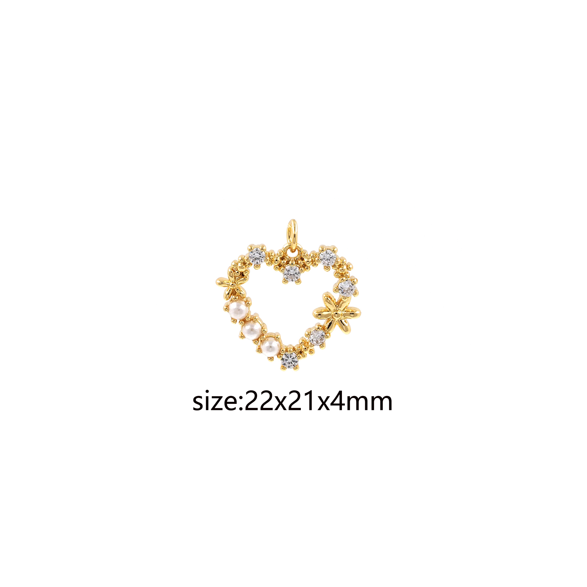 18K Gold Filled Heart Pendant,CZ Micro Pave Love Heart Charm Earrings Necklace for DIY Jewelry Making Supply