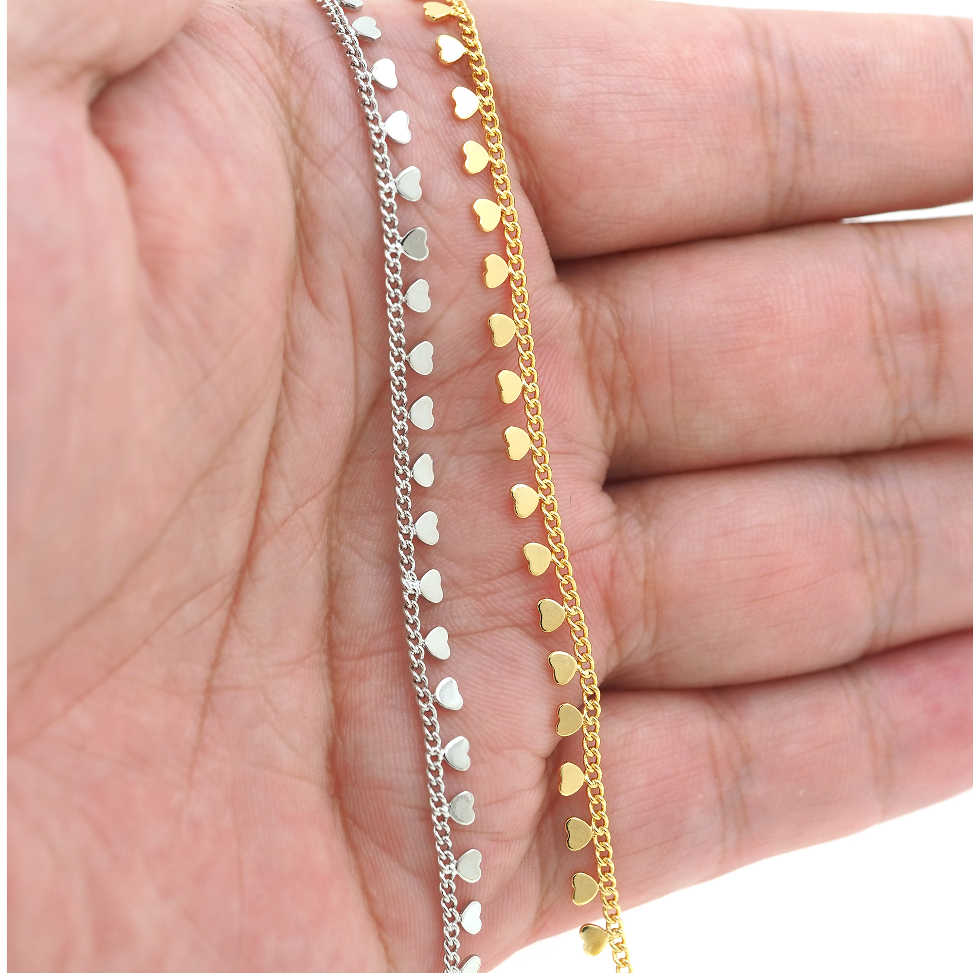 18K Gold Filled Heart Chain Necklace,Dainty Thin Link Chain,Gold Heart Chain Necklace for Women DIY Jewelry Making Supply