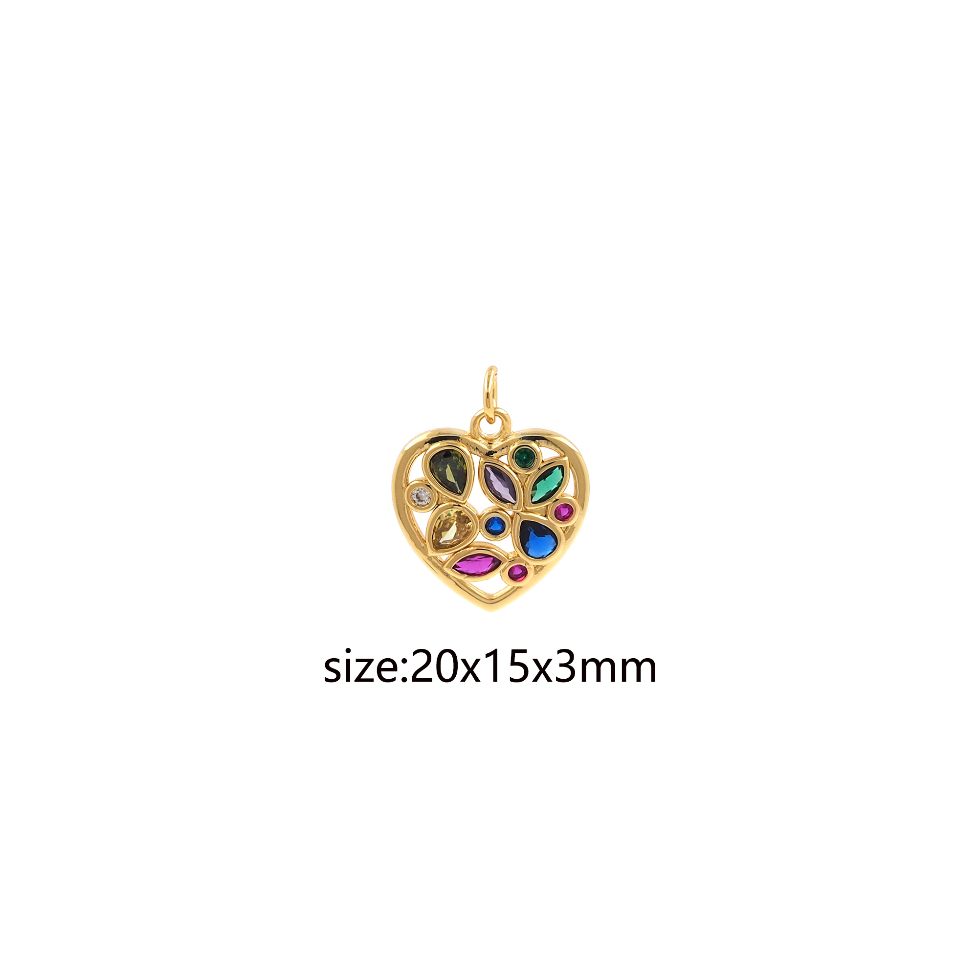 CZ Micro Pave Heart Pendant,18K Gold Filled Heart Charm Earrings Necklace for DIY Jewelry Making Supply