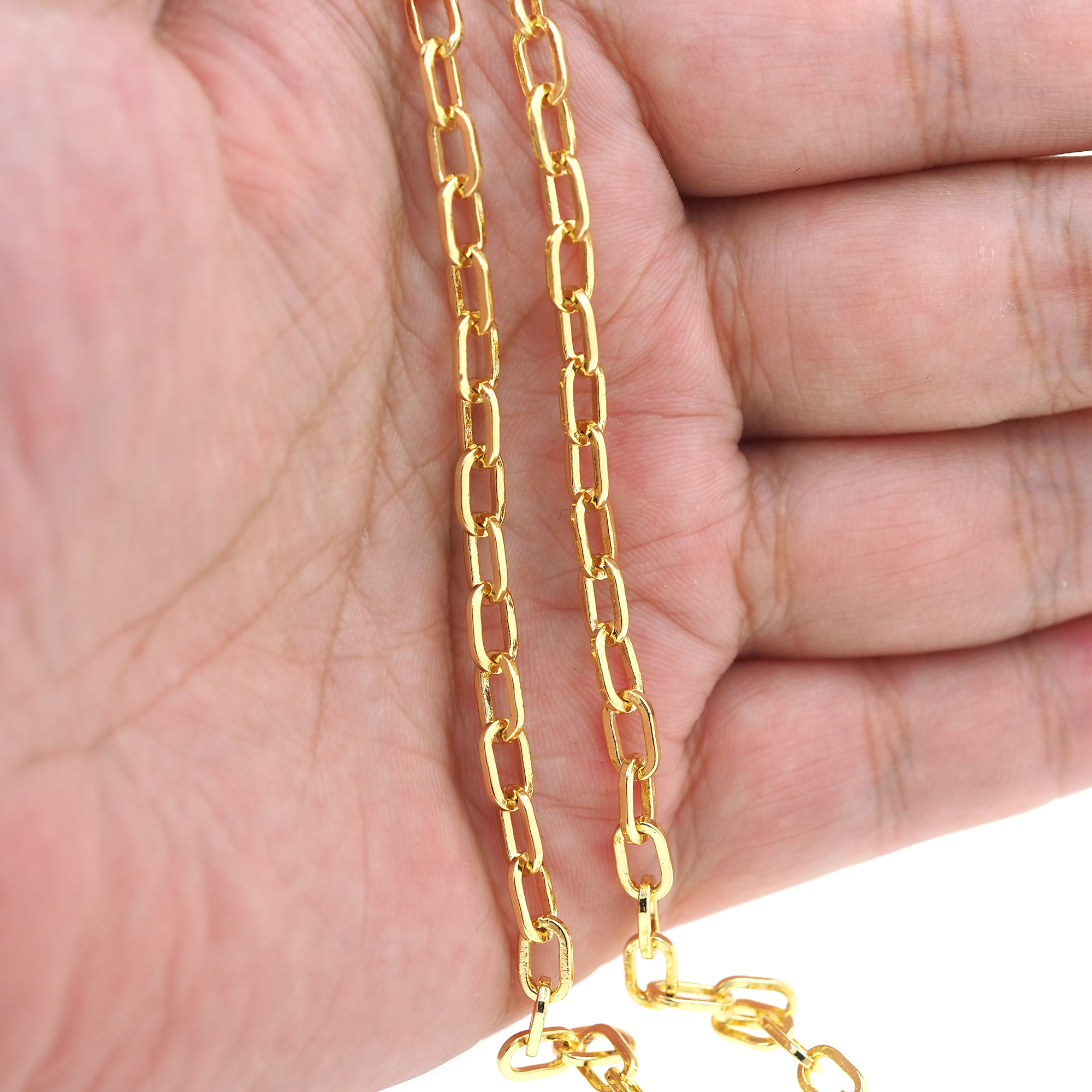 18K Gold Filled Cable Chain Necklace,Oval Chain,Dainty Thin Link Chain,Gold Paper Clip Chain Necklace for Women DIY Jewelry Making Supply