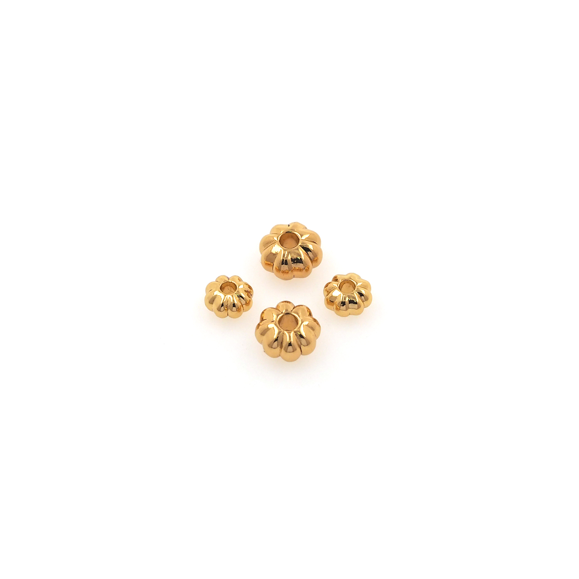 5pcs 18K Gold Filled Flower Spacer Beads,Floral Bead for Bracelet Jewelry Necklace Making Supply