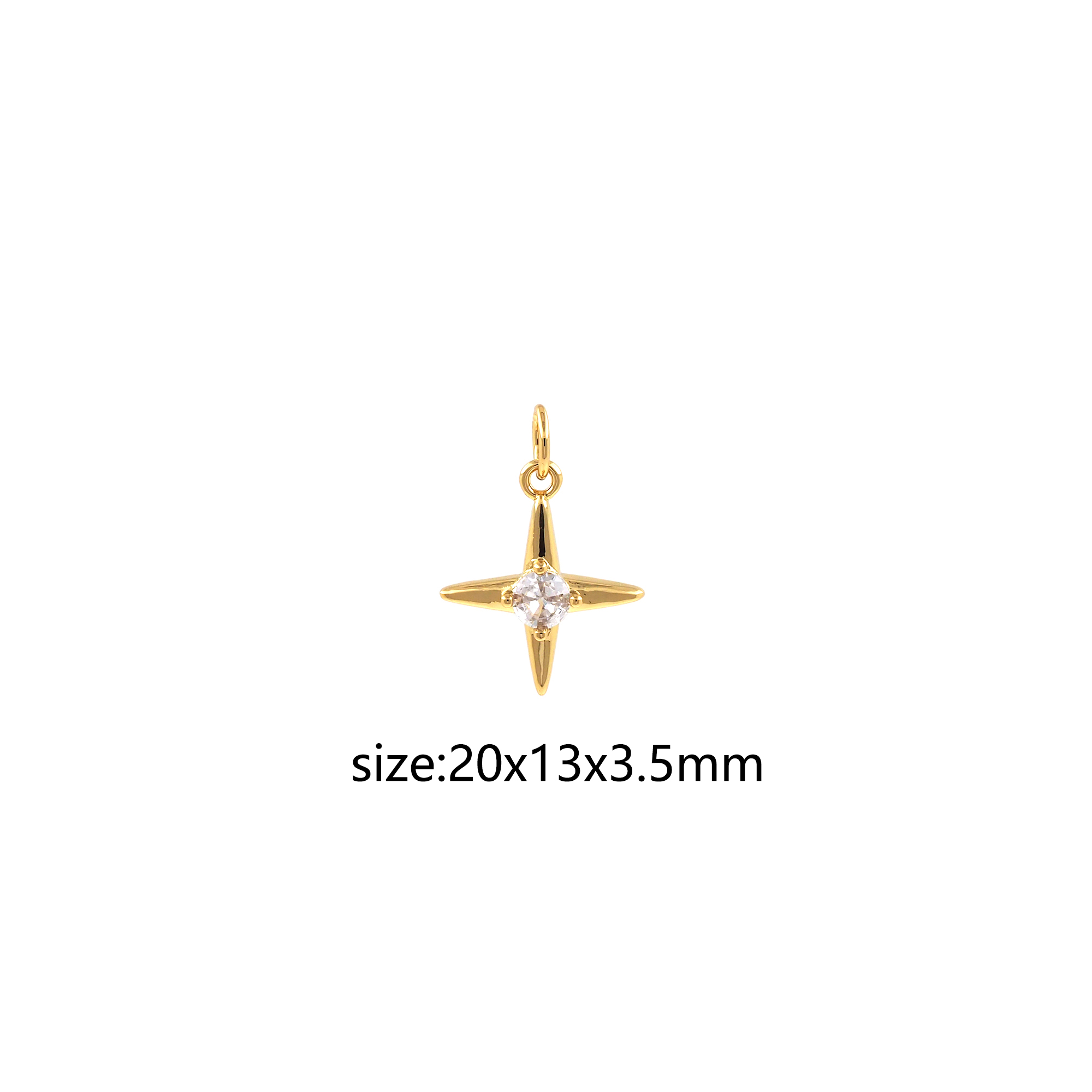 18K Gold Filled Star Pendant,CZ Micro Pave Star Charm Earrings Necklace for DIY Jewelry Making Supply