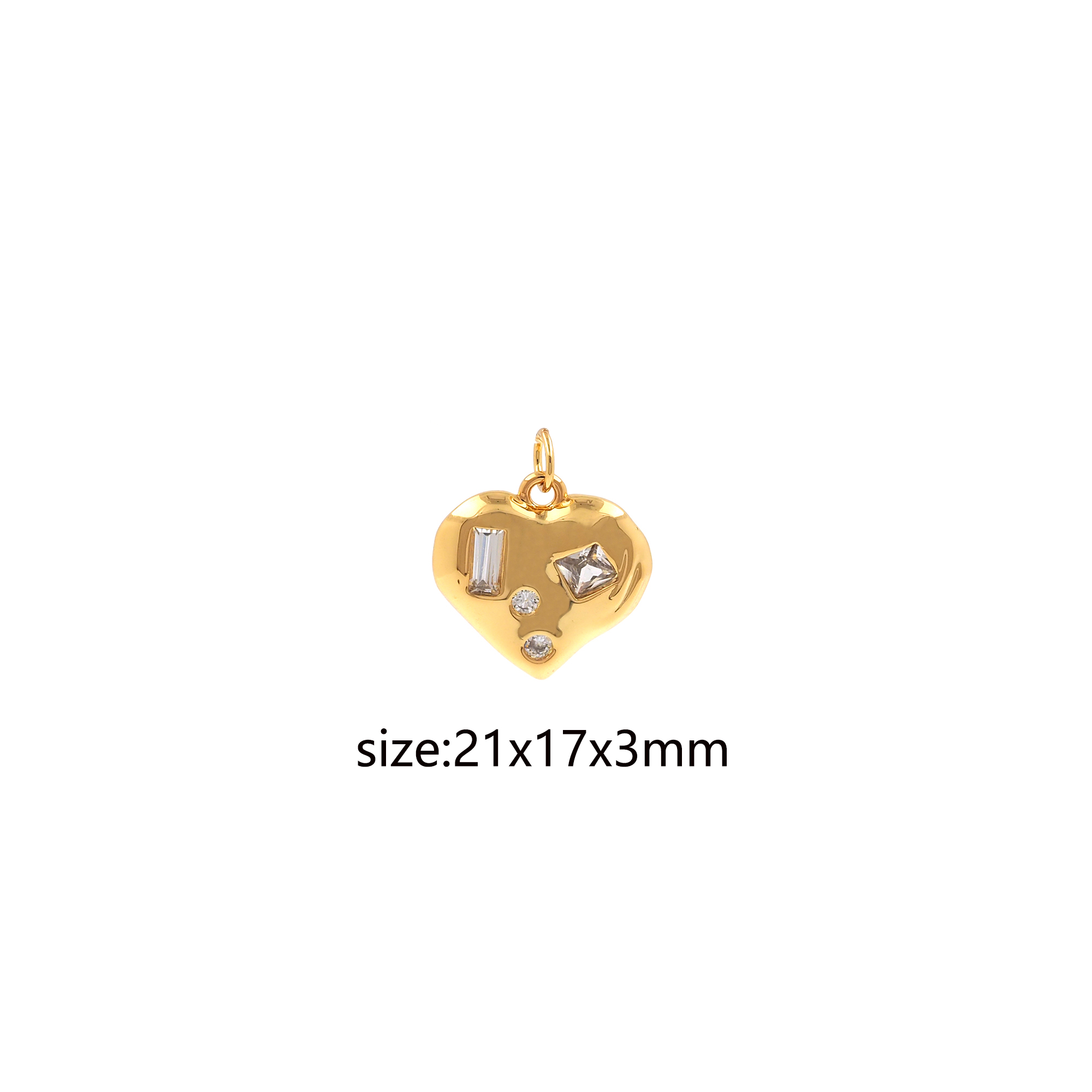 18K Gold Filled Heart Pendant,CZ Micro Pave Love Heart Charm Earrings Necklace for DIY Jewelry Making Supply