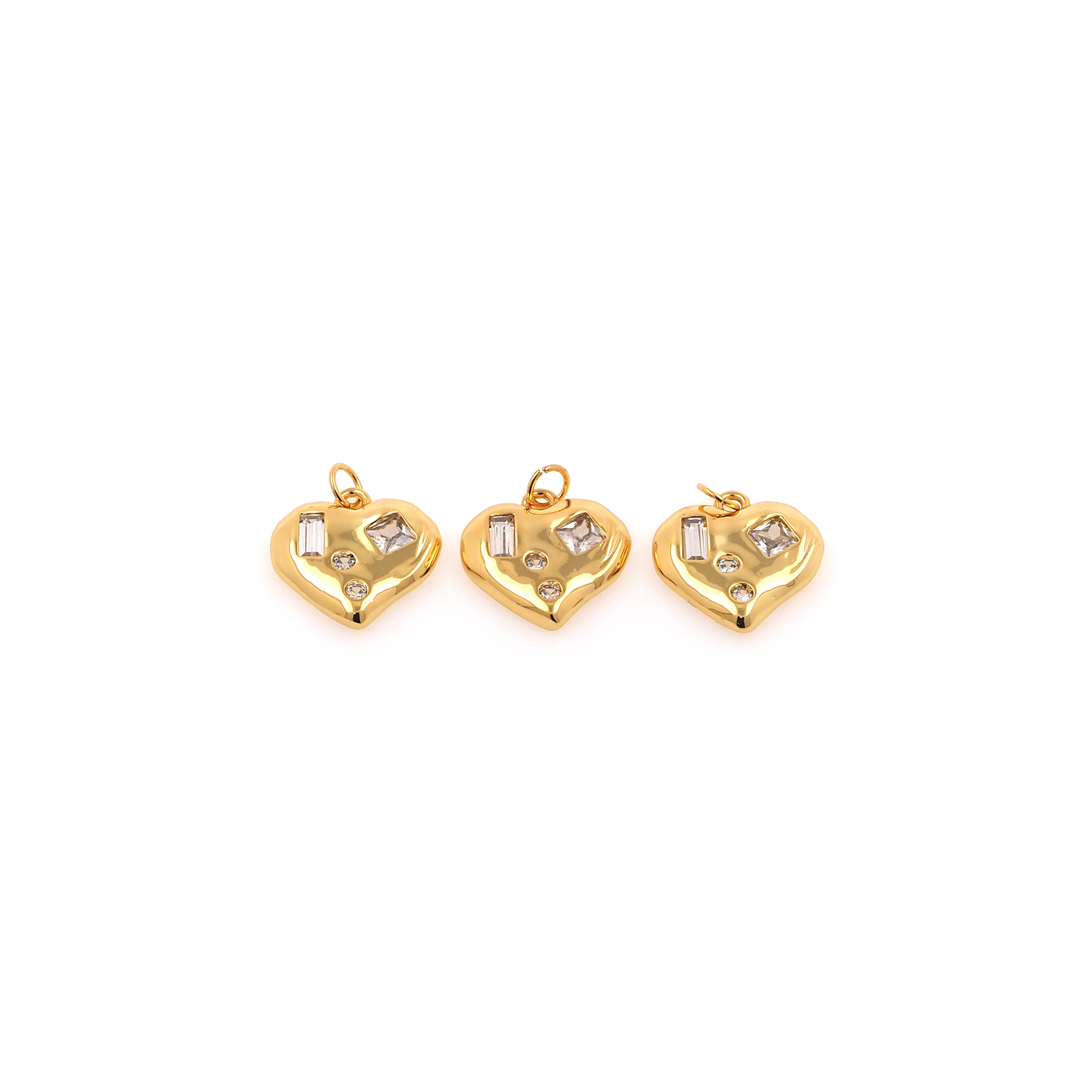 18K Gold Filled Heart Pendant,CZ Micro Pave Love Heart Charm Earrings Necklace for DIY Jewelry Making Supply