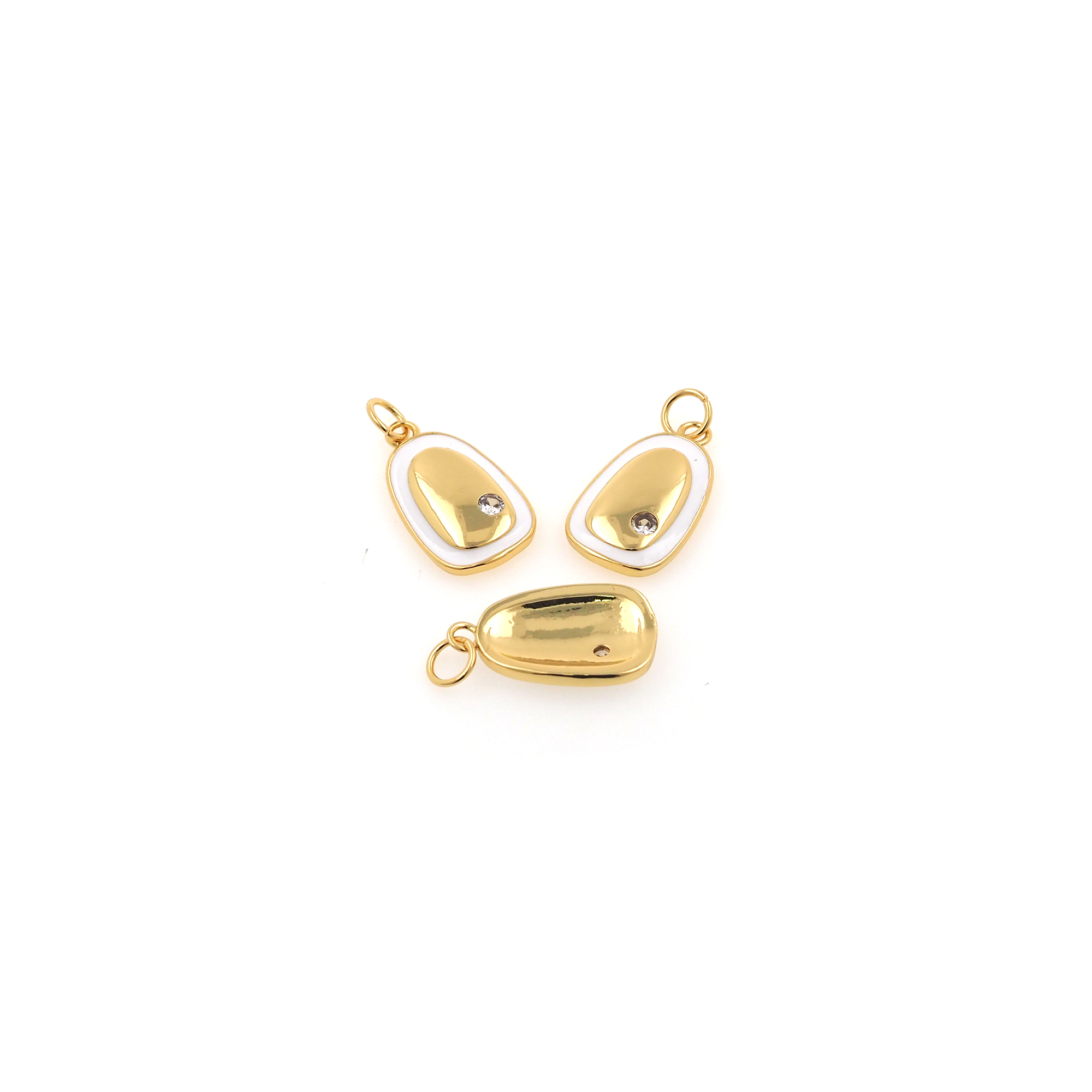 18K Gold Filled Oval Pendant,Enamel Oval Charm Earrings Necklace for DIY Jewelry Making Supply