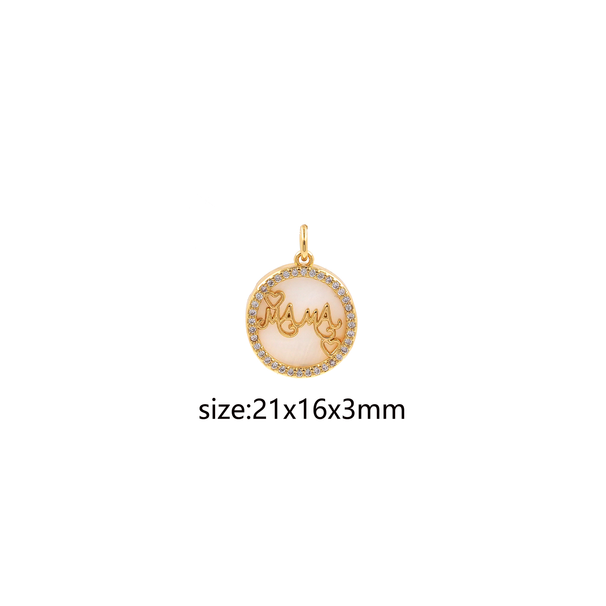 18K Gold Filled Mama Pendant,CZ Micro Pave Mama Charm Earrings Necklace for DIY Jewelry Making Supply
