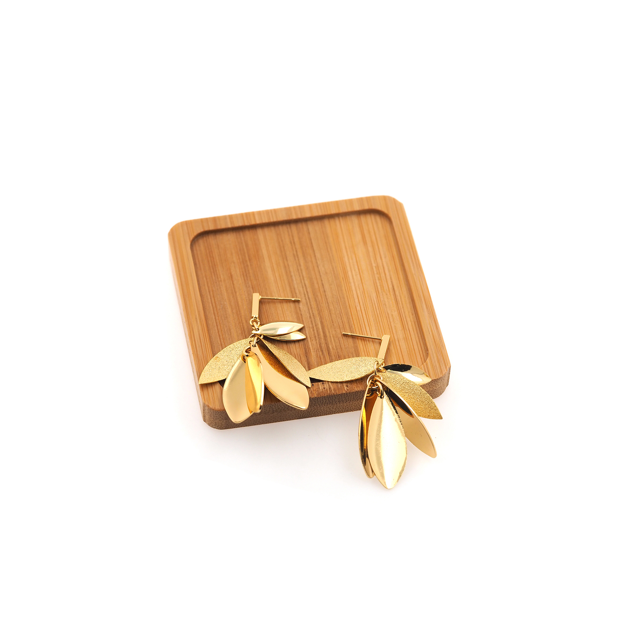 18K Gold Filled Leaf Stud Earrings,Tassel Stud,Dainty Earrings,Minimalist Earring,Gift for Wife