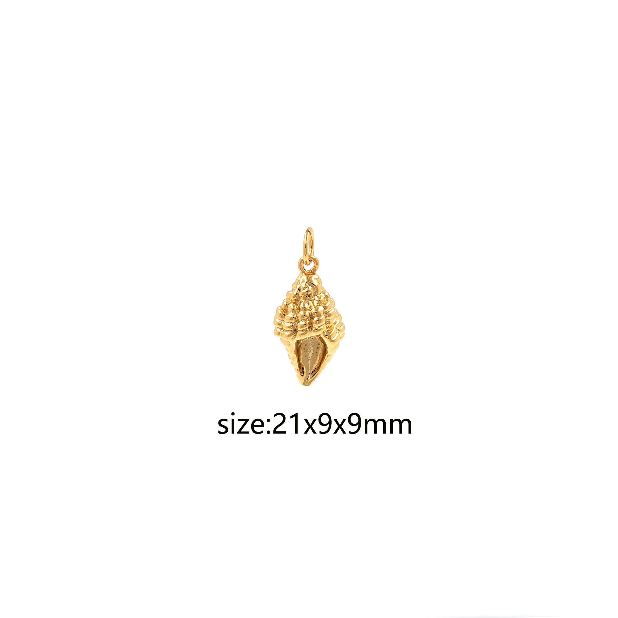 18K Gold Filled Conch Pendant,Shell Charm,Tiny Conch Earrings Necklace for DIY Jewelry Making Supply