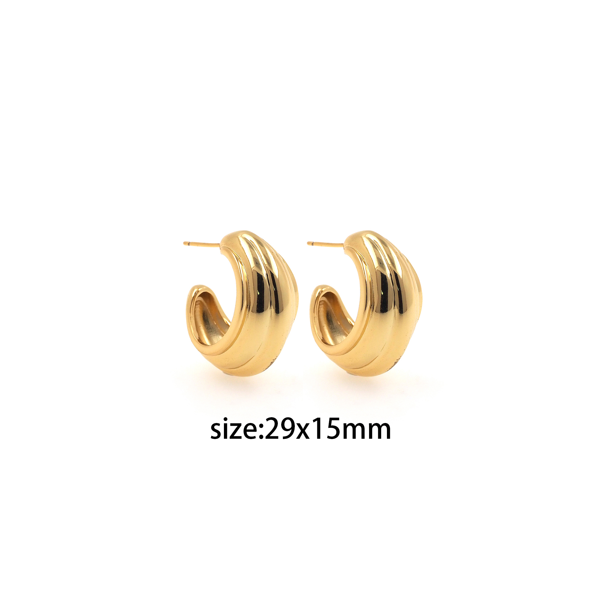 18K Gold Filled Thick Hoops Earrings,Gold Huggies Hoop Earrings,Minimalist Earrings