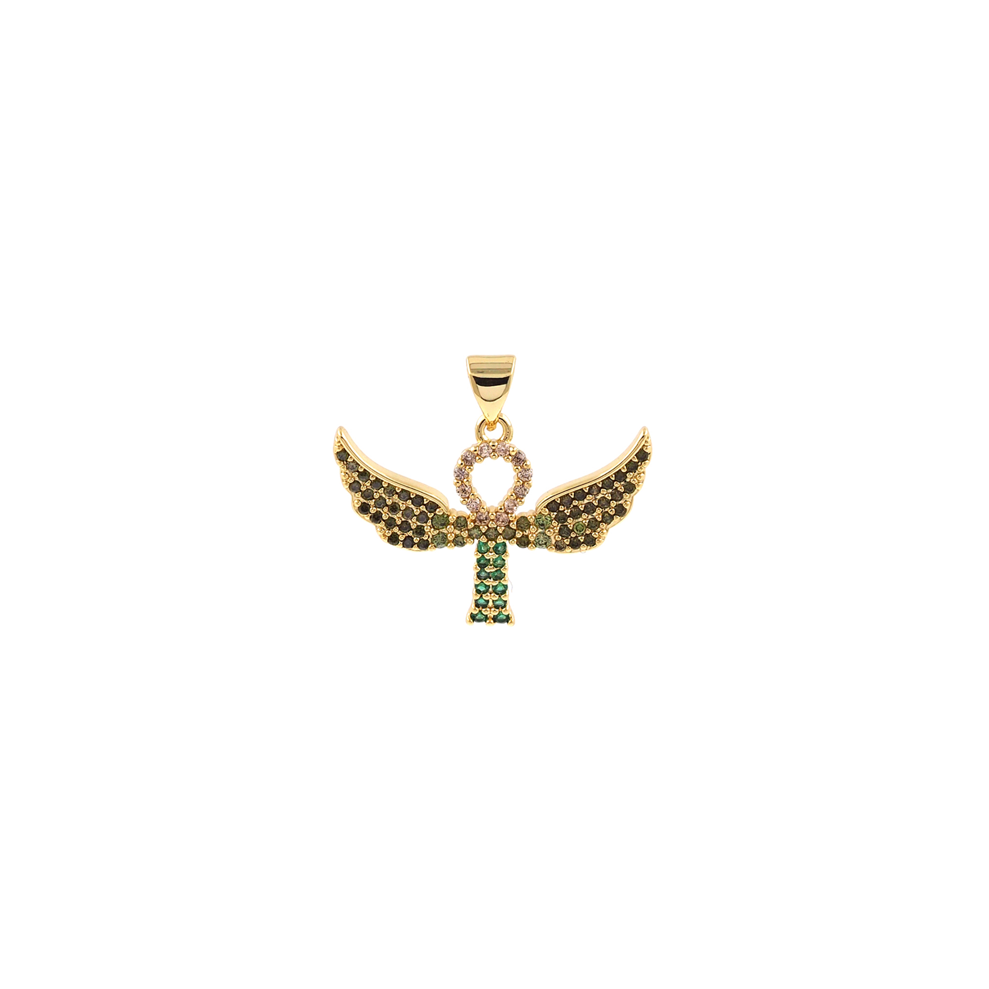 18K Gold Filled Wings Pendant,CZ Micro Pave Wing Charm Earrings Necklace for DIY Jewelry Making Supply
