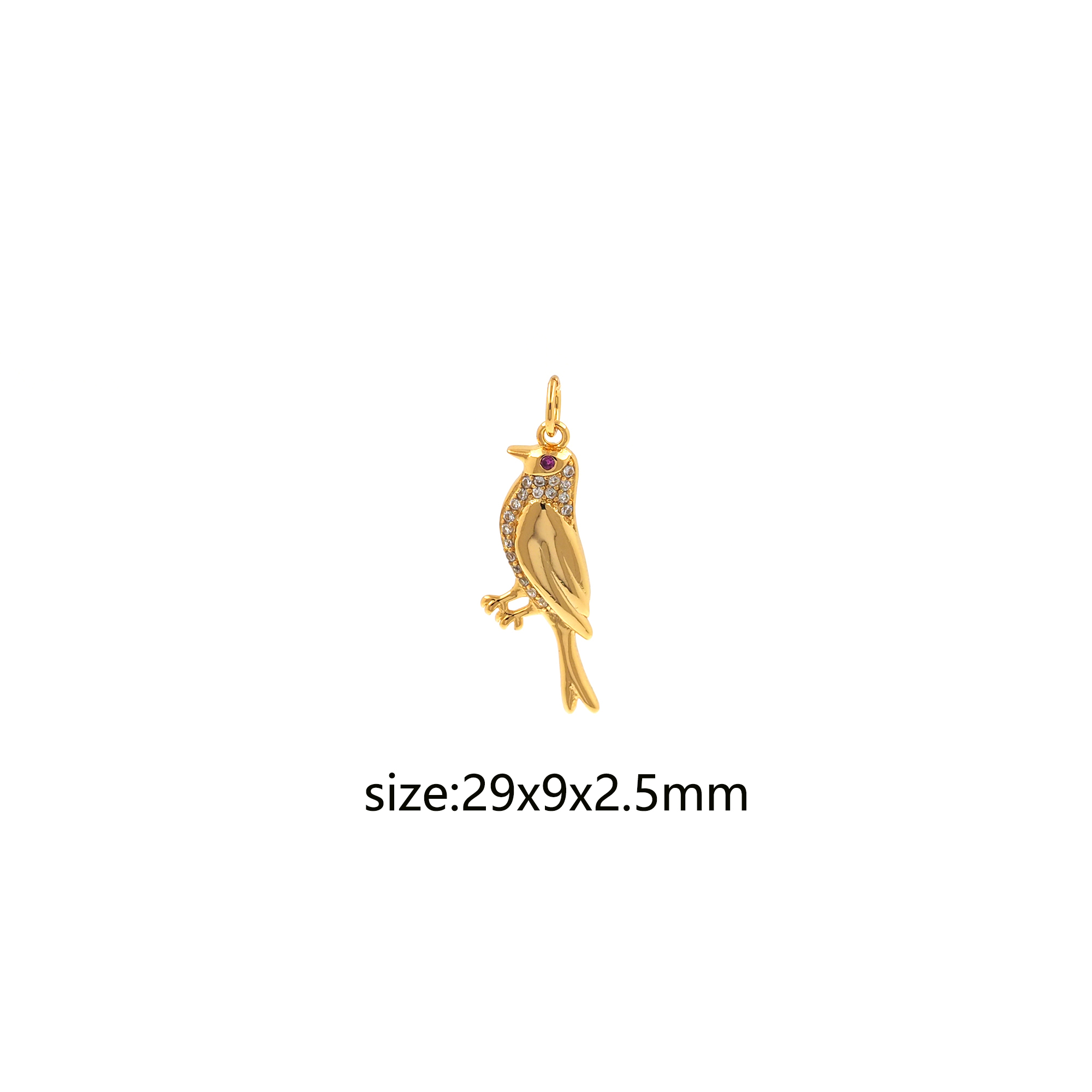 CZ Micro Pave Bird Pendant,18K Gold Filled Bird Charm Earrings Necklace for DIY Jewelry Making Supply