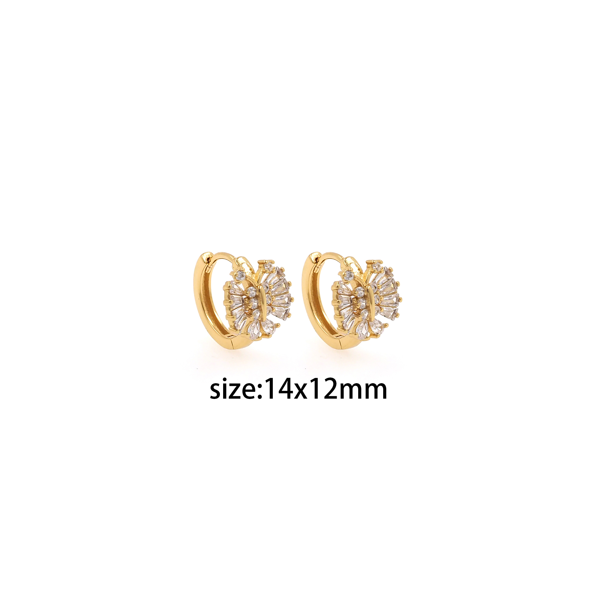 18K Gold Filled Butterfly Hoop Earrings,Dainty Zirconia Earrings,Gold Insect Hoops,Dainty CZ Hoops Huggie