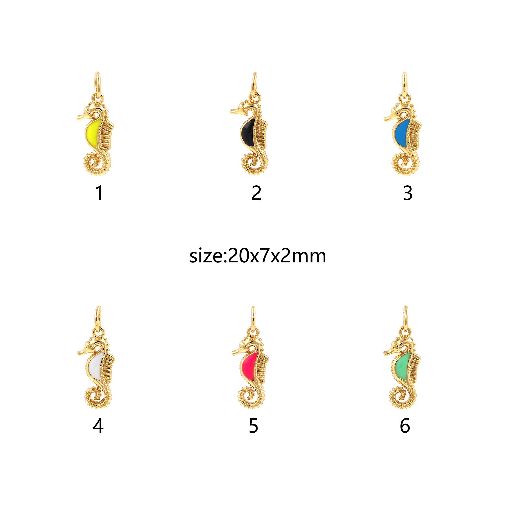 Enamel Seahorse Pendant,18K Gold Filled Seahorse Charm Earrings Necklace for DIY Jewelry Making Supply