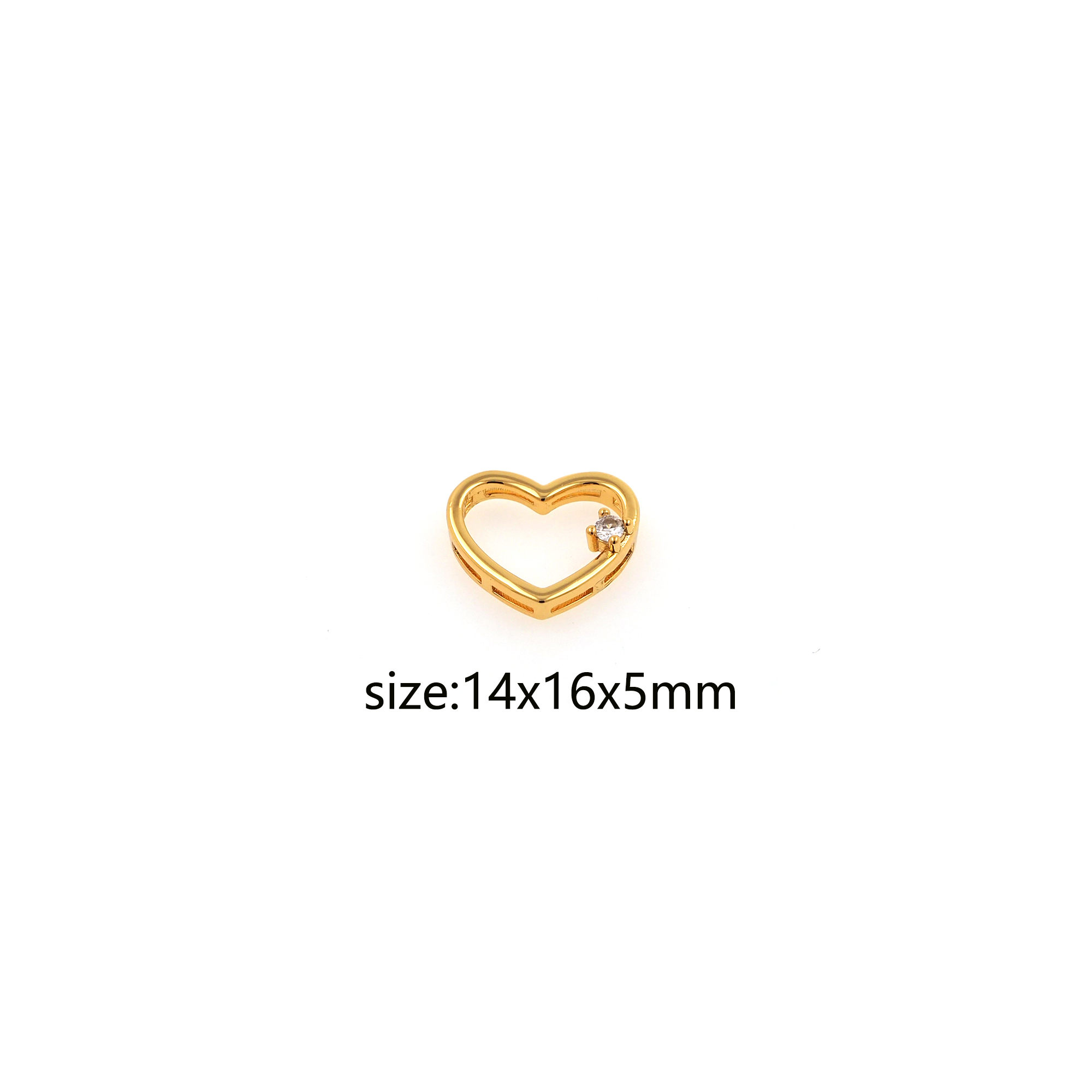 18K Gold Filled Heart Spacer Beads,CZ Micro Pave Heart Bead for Bracelet Jewelry Necklace Making Supply
