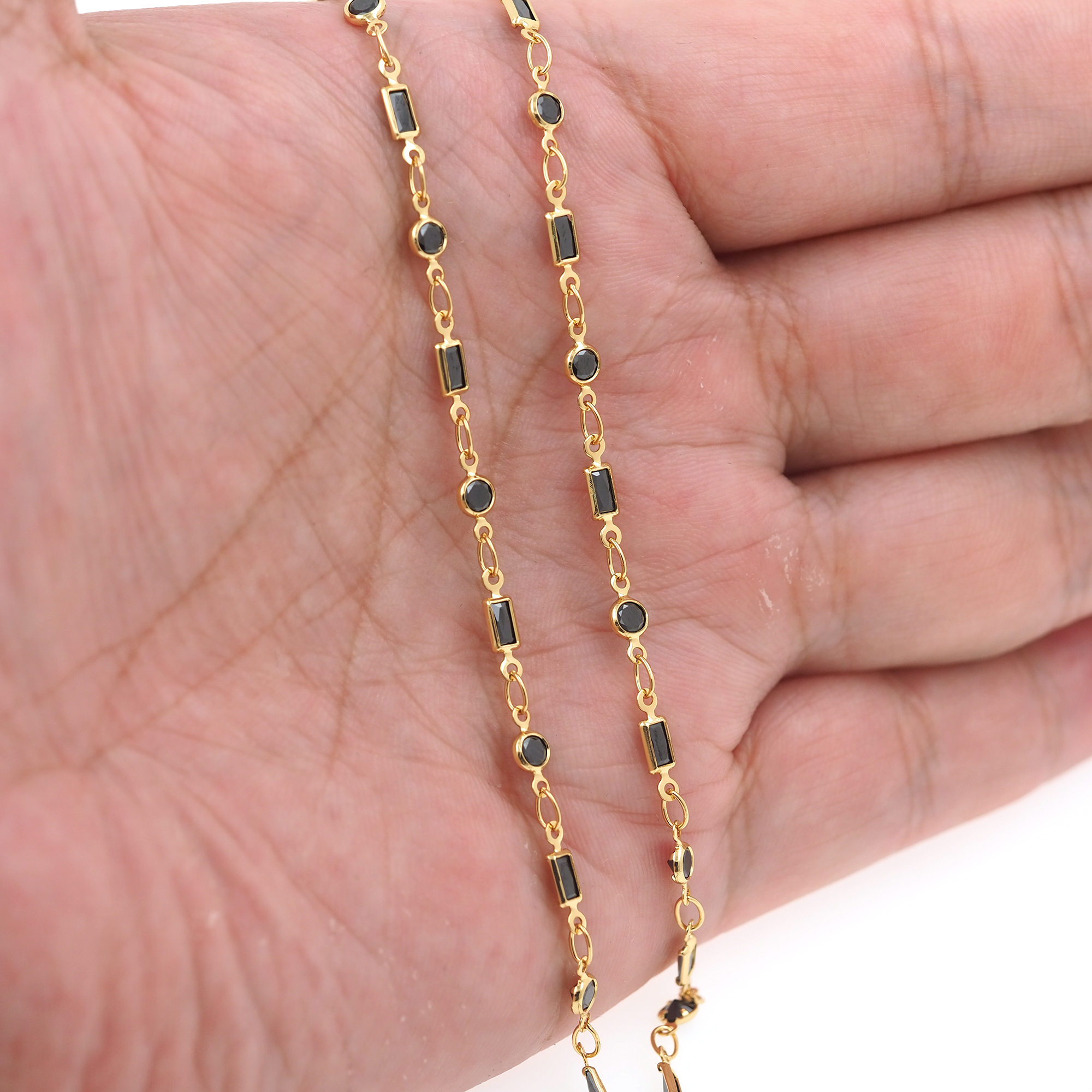 18K Gold Filled Rectangle CZ Chain,Minimalist Chains,Tennis Chain,Zirconia Chain,Thin Link Chain Necklace for Women DIY Jewelry Making Supply